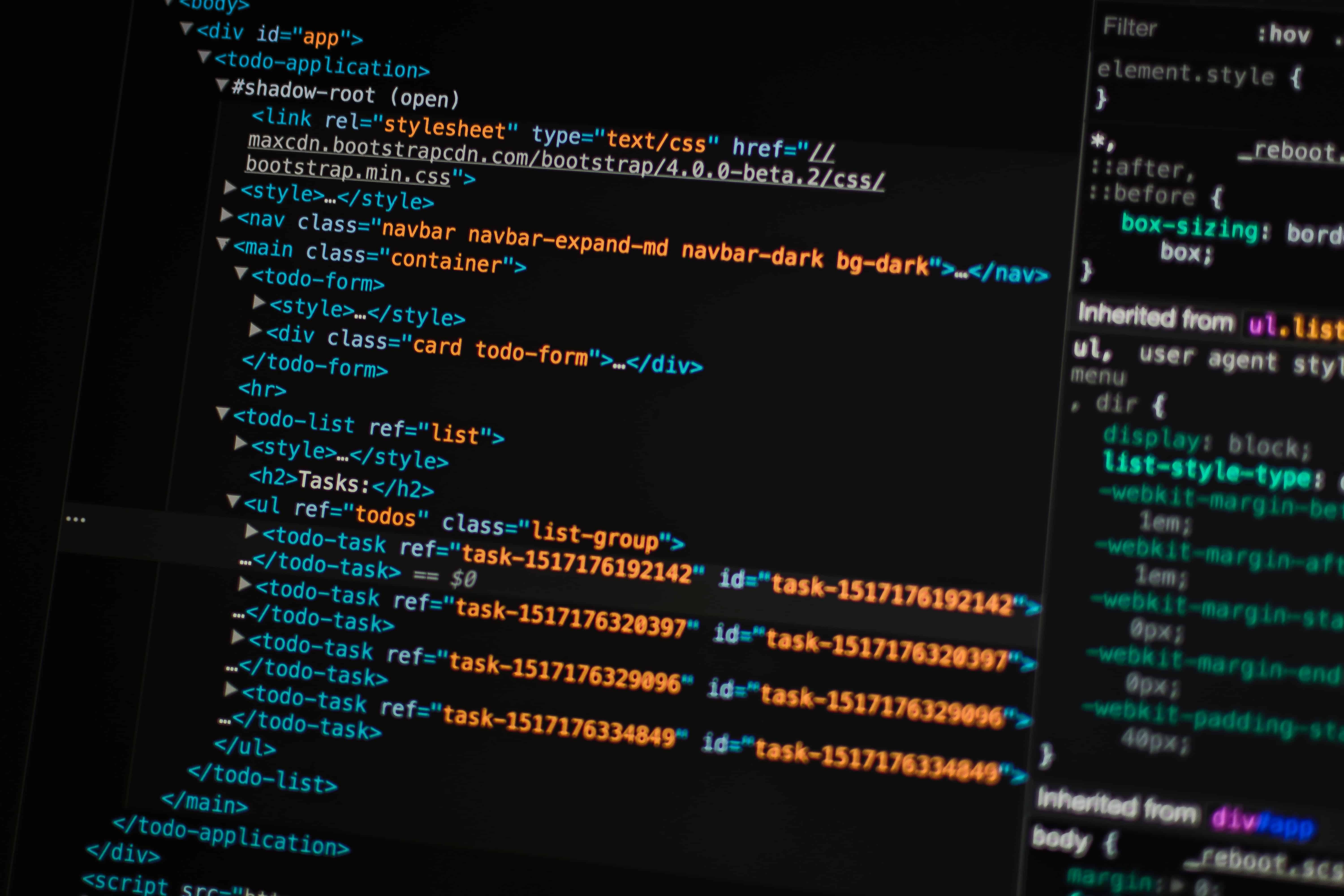 Complex code opened in a text editor
