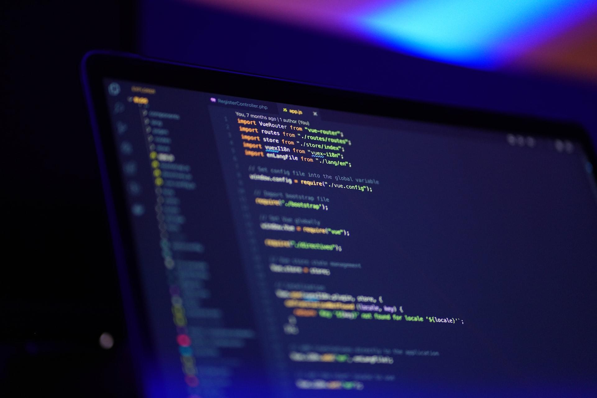 Computer screen with computer code on it