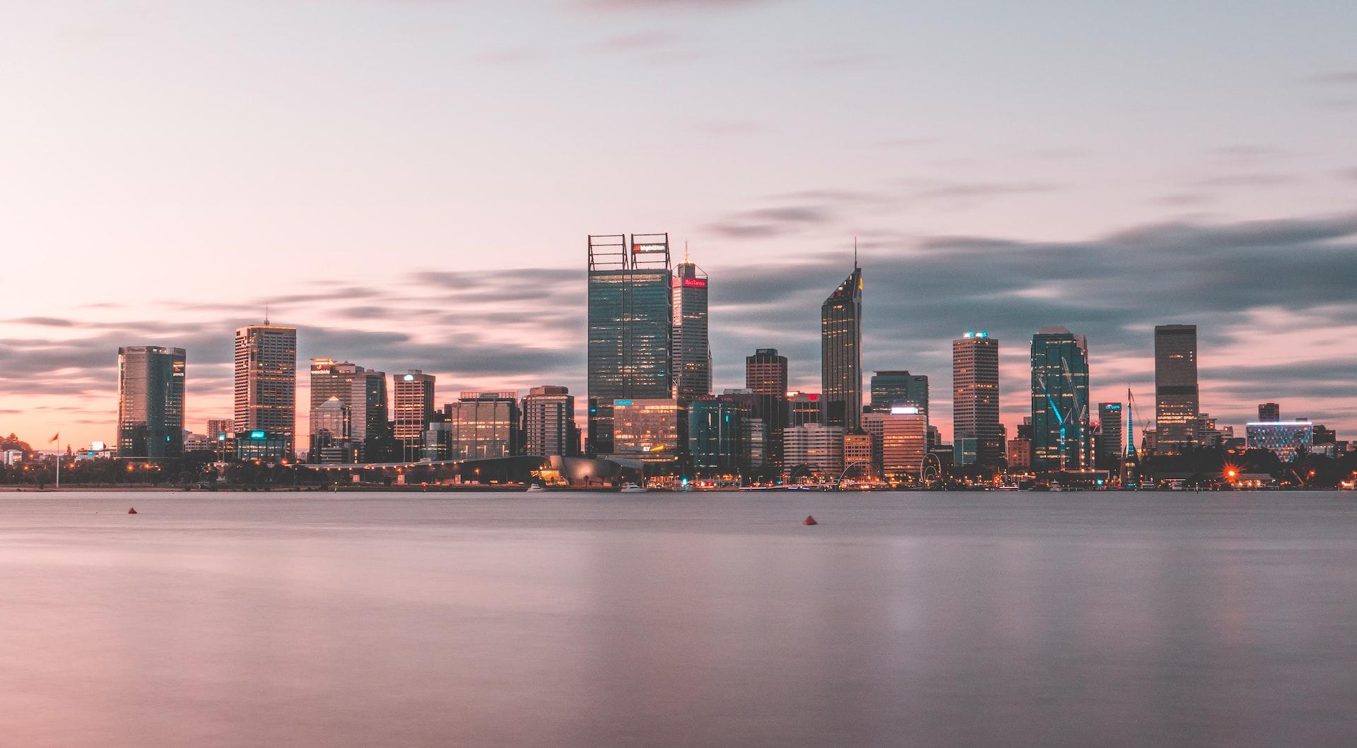 Perth skyline at sunset