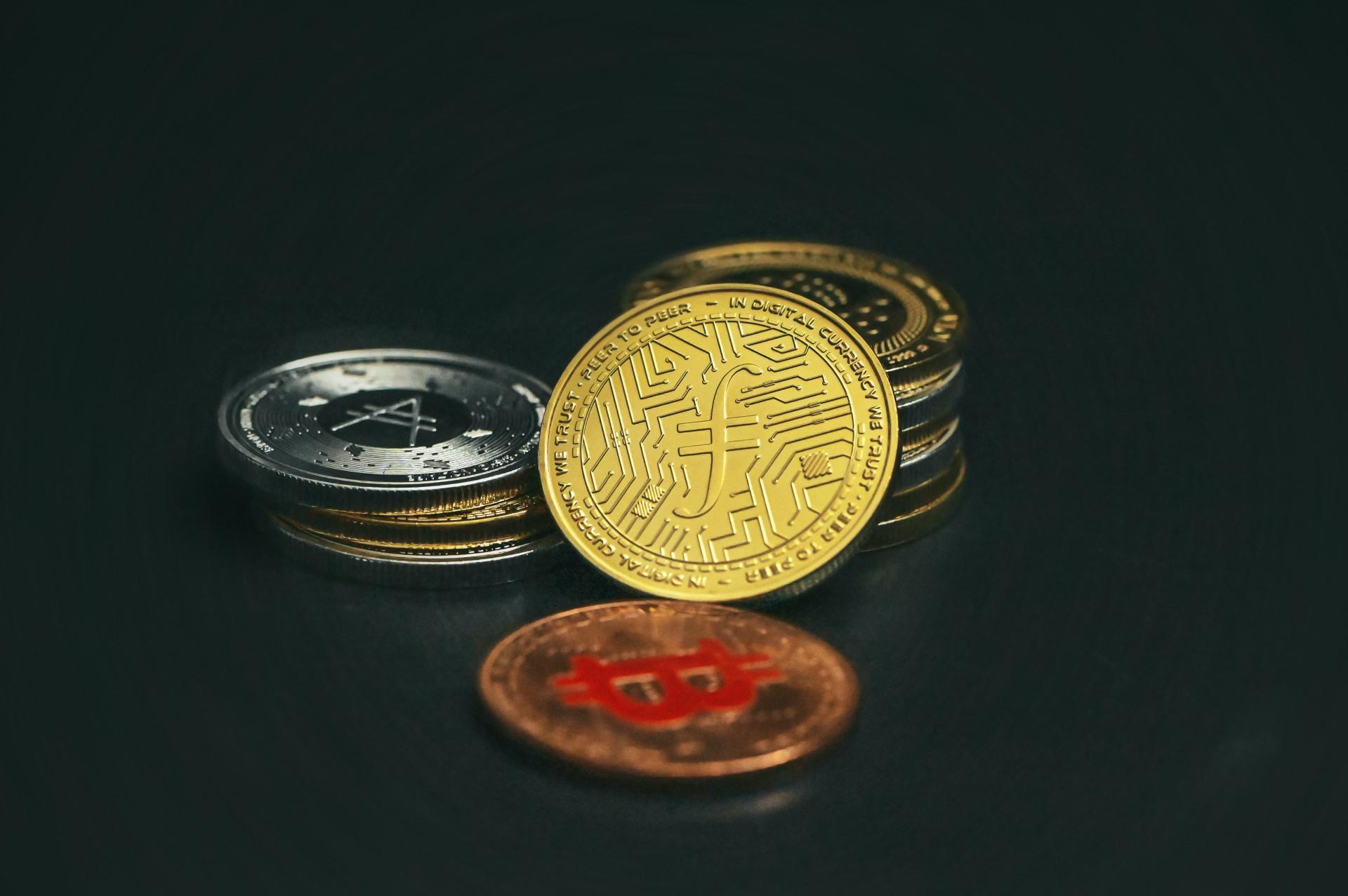 A pile of crypto coins