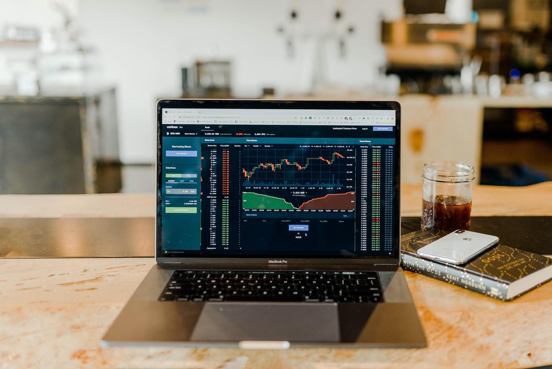 Laptop computer with a stock trading app