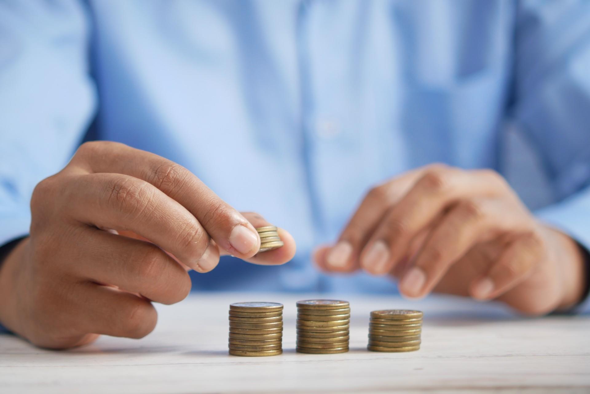 A man counting his money