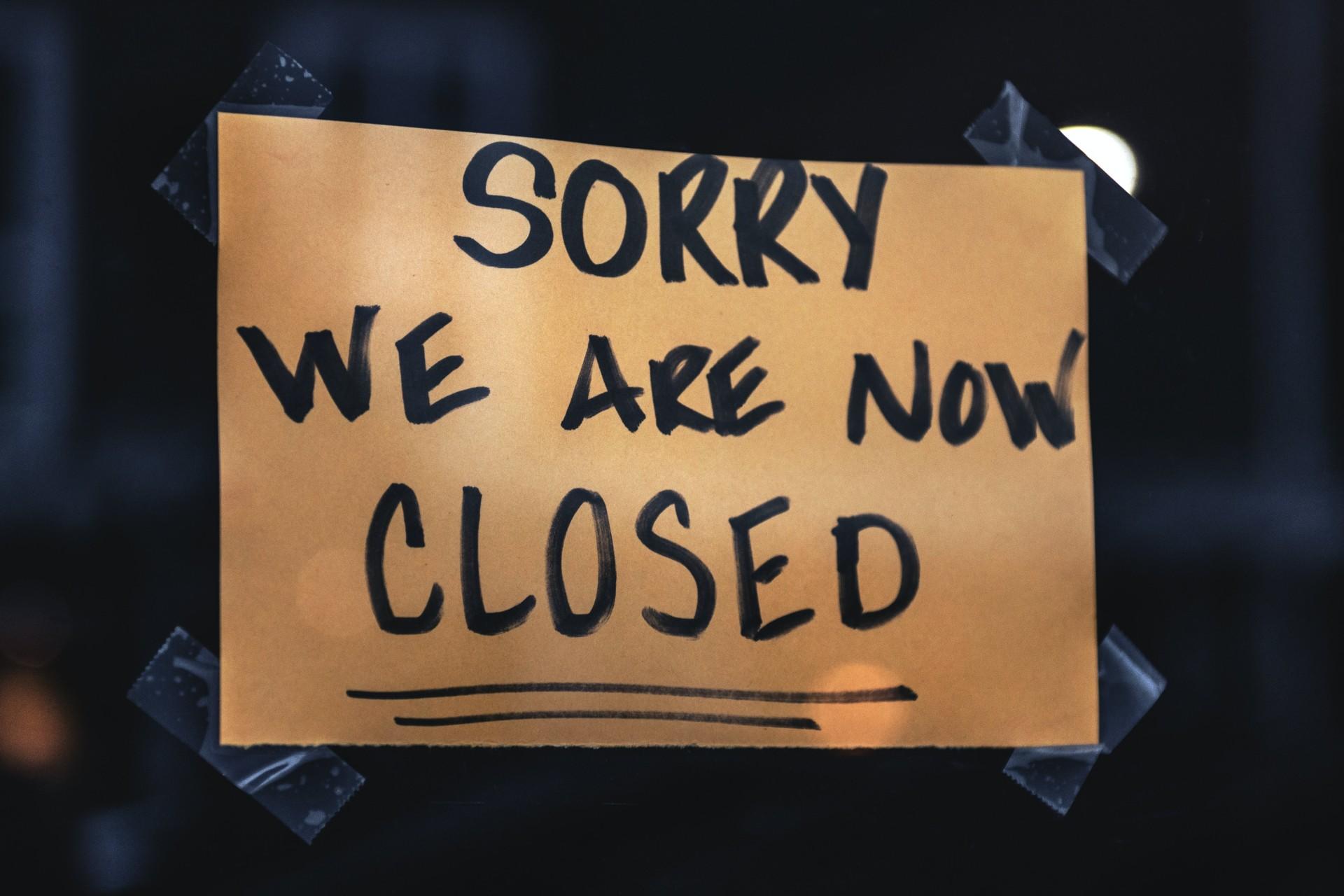 A closure notice on a shop