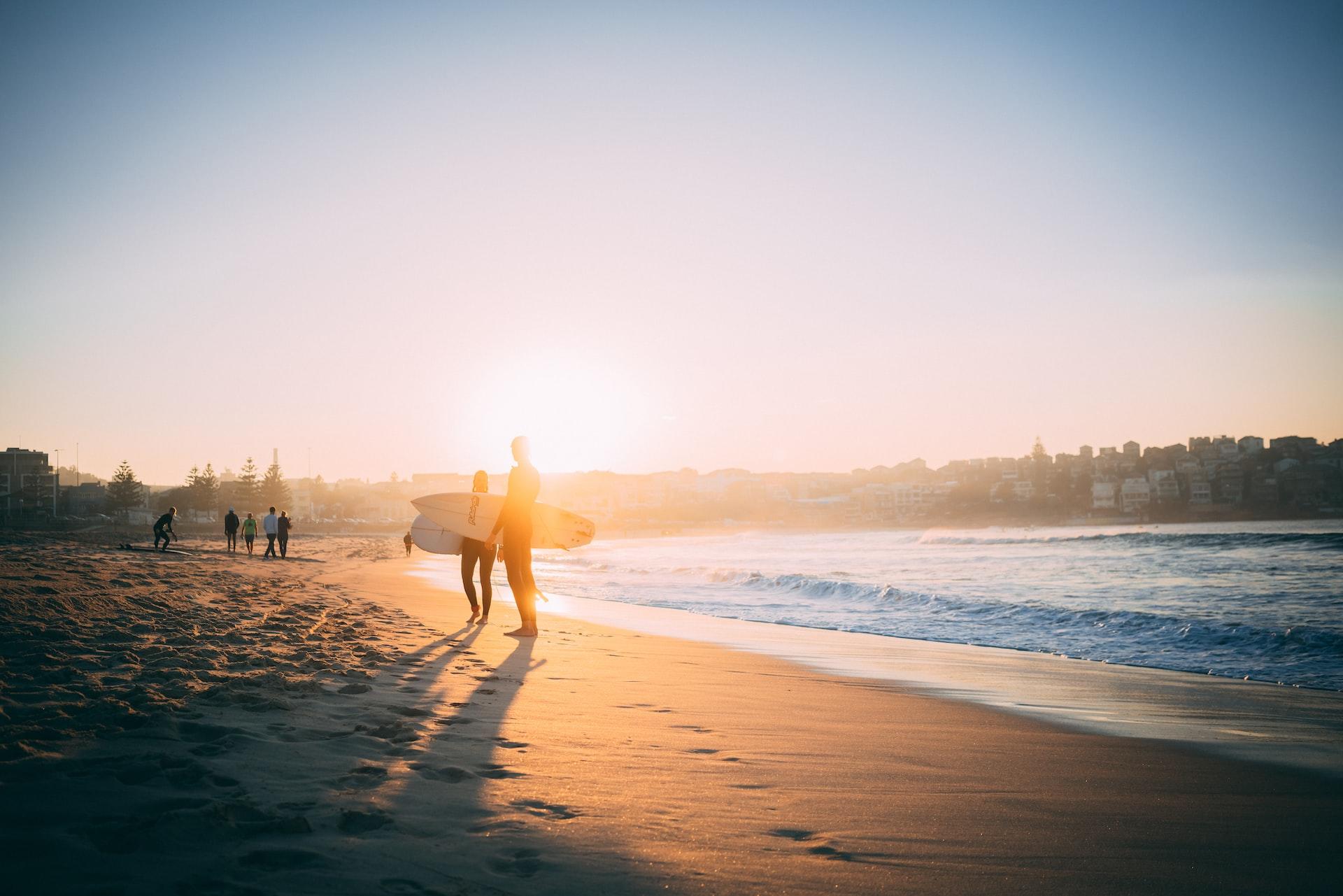 A view of Bondi Beach during sunset