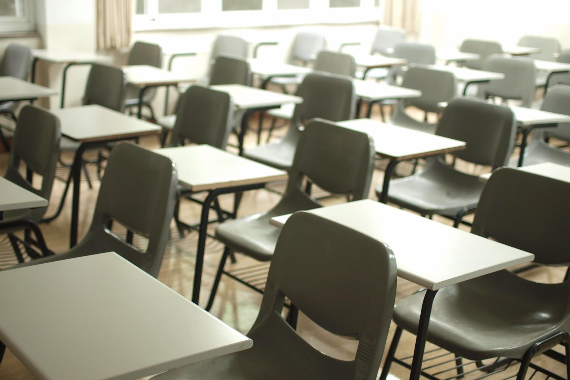 Chairs and desks in a classroom