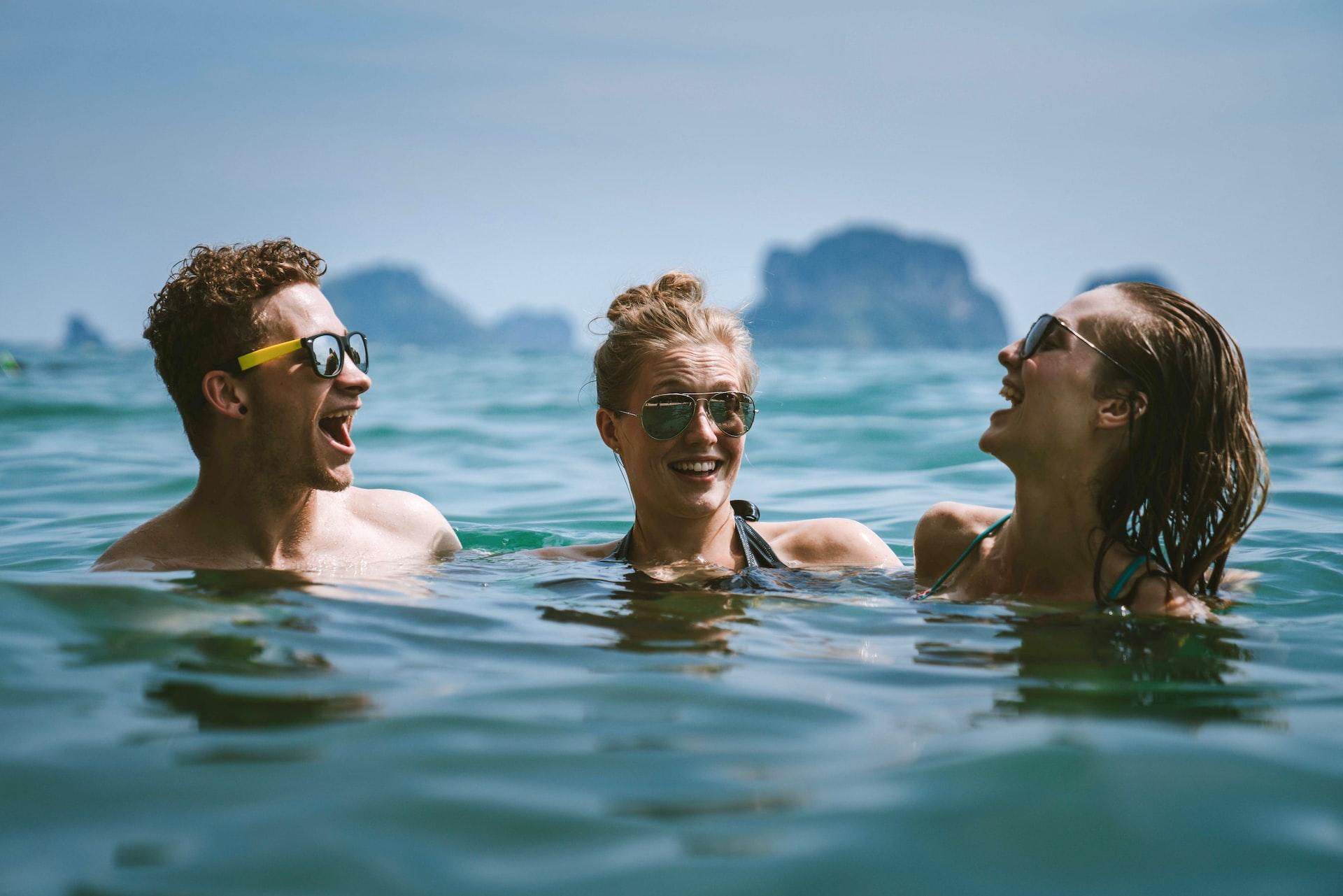 People floating in the sea