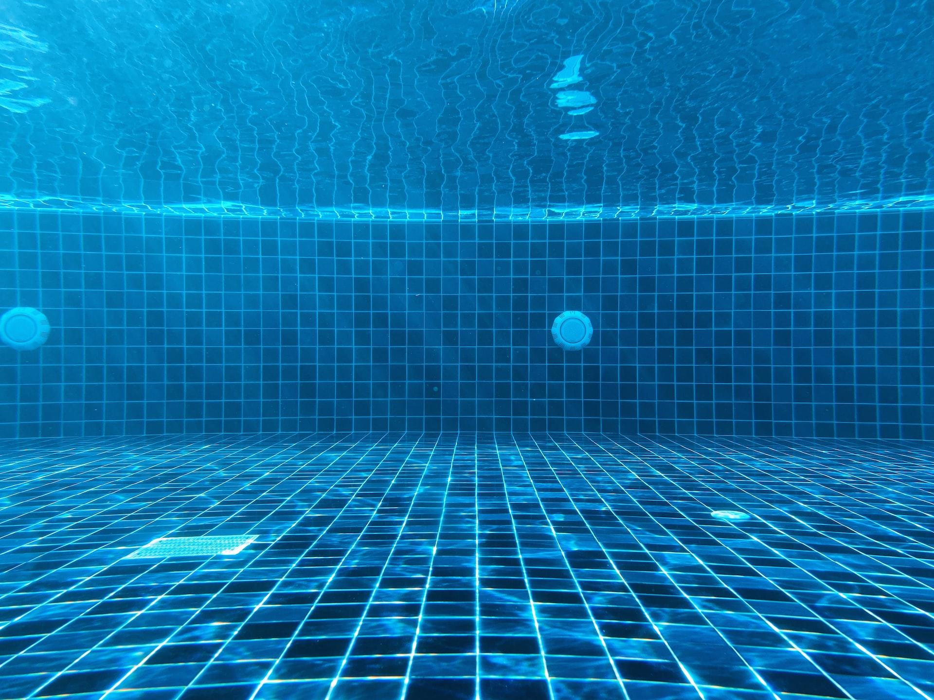 An underwater shot of a swimming pool