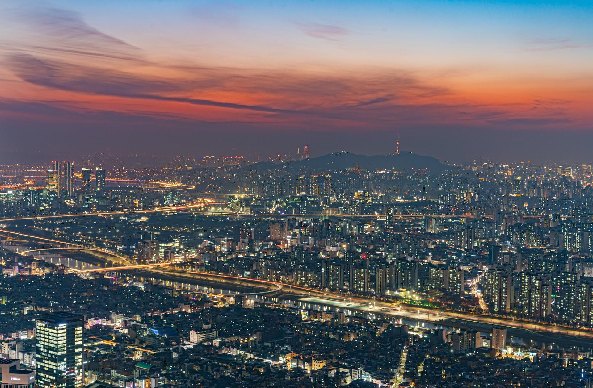 View of the Seoul skyline at night