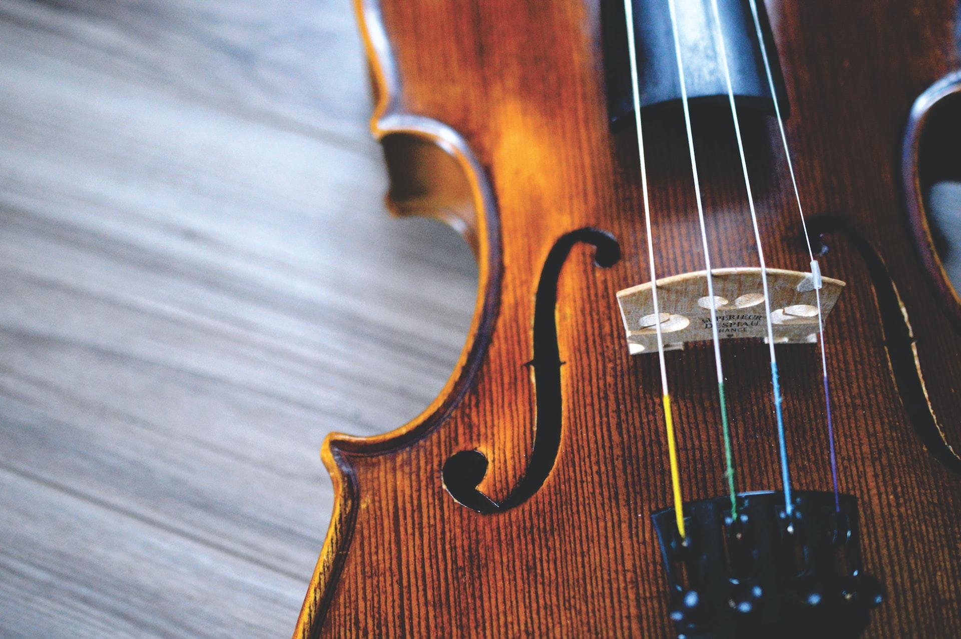 A closeup of a violin
