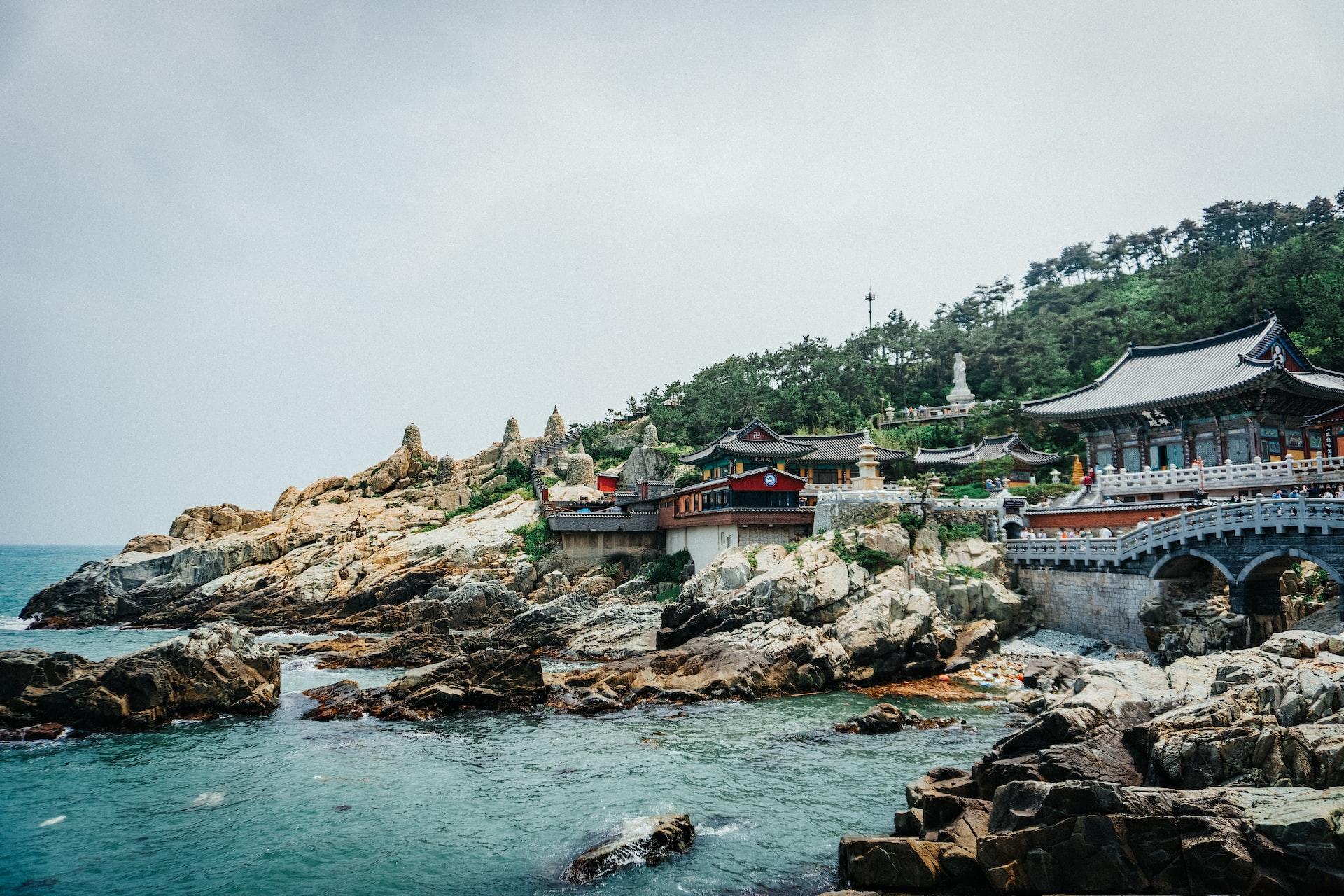 Houses by the sea in Busan, South Korea