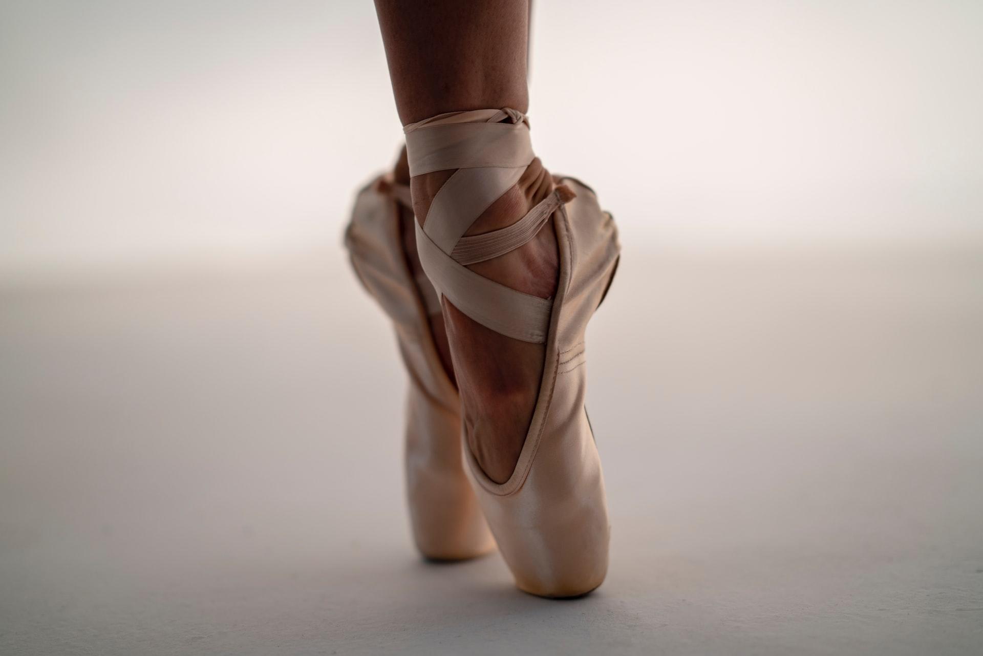 A close-up of ballet pointes