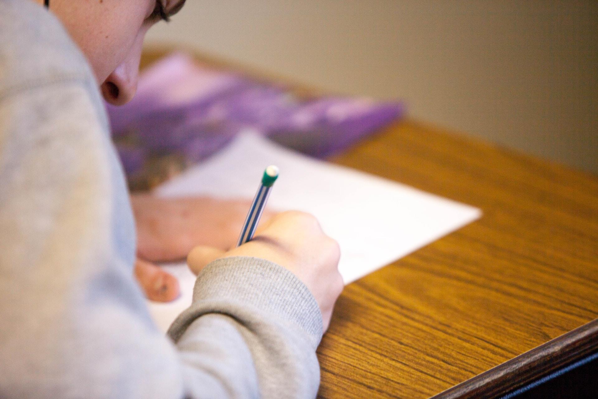 A student sitting an exam