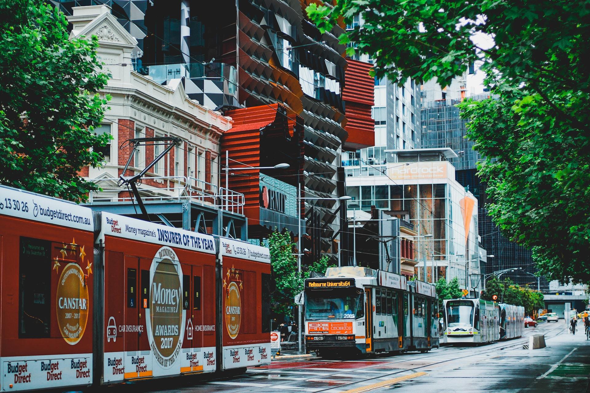 A tram in Melbourne, Australia.