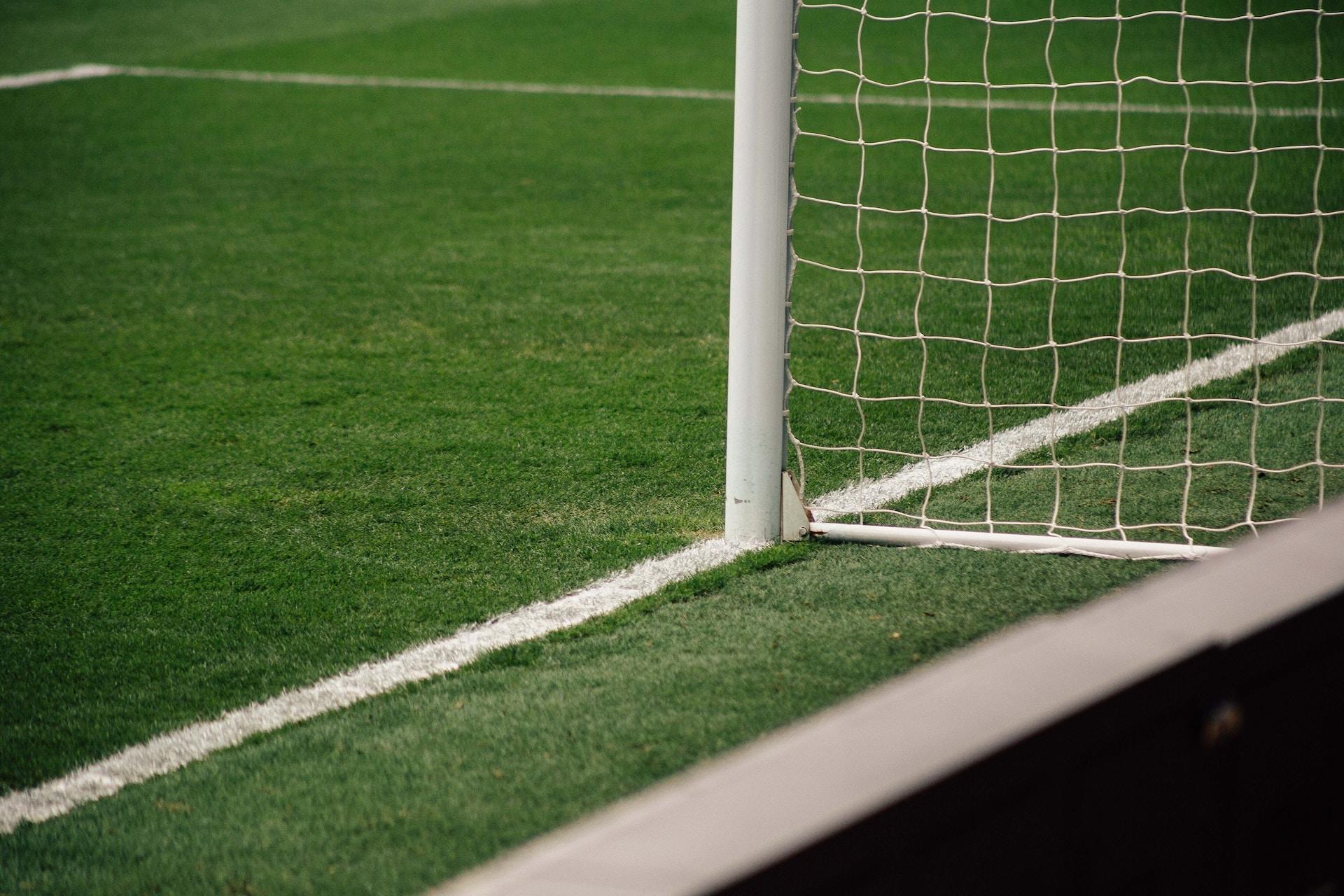 A soccer byline and goalpost.
