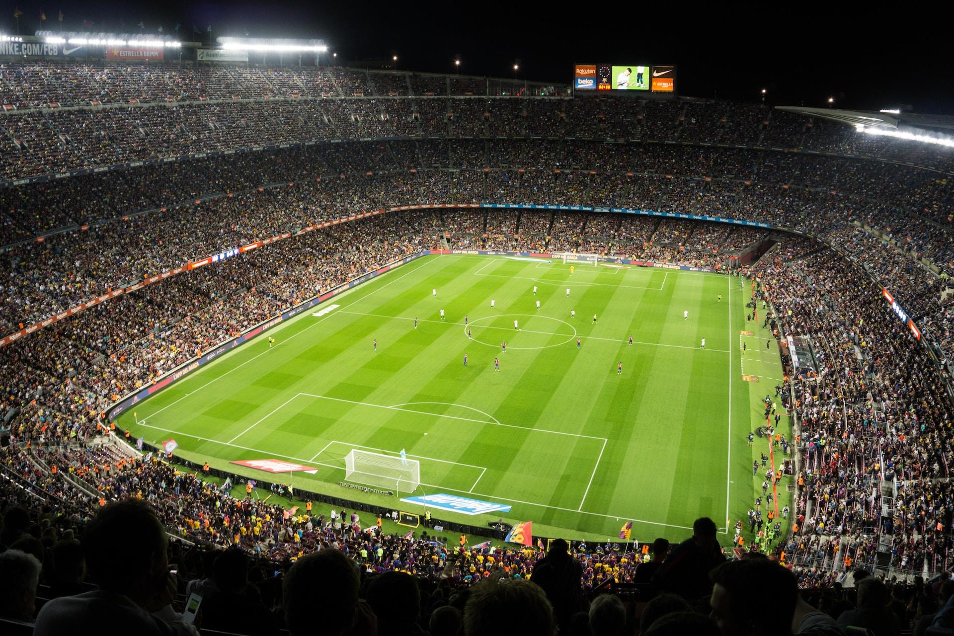 A view of a soccer match in Barcelona.