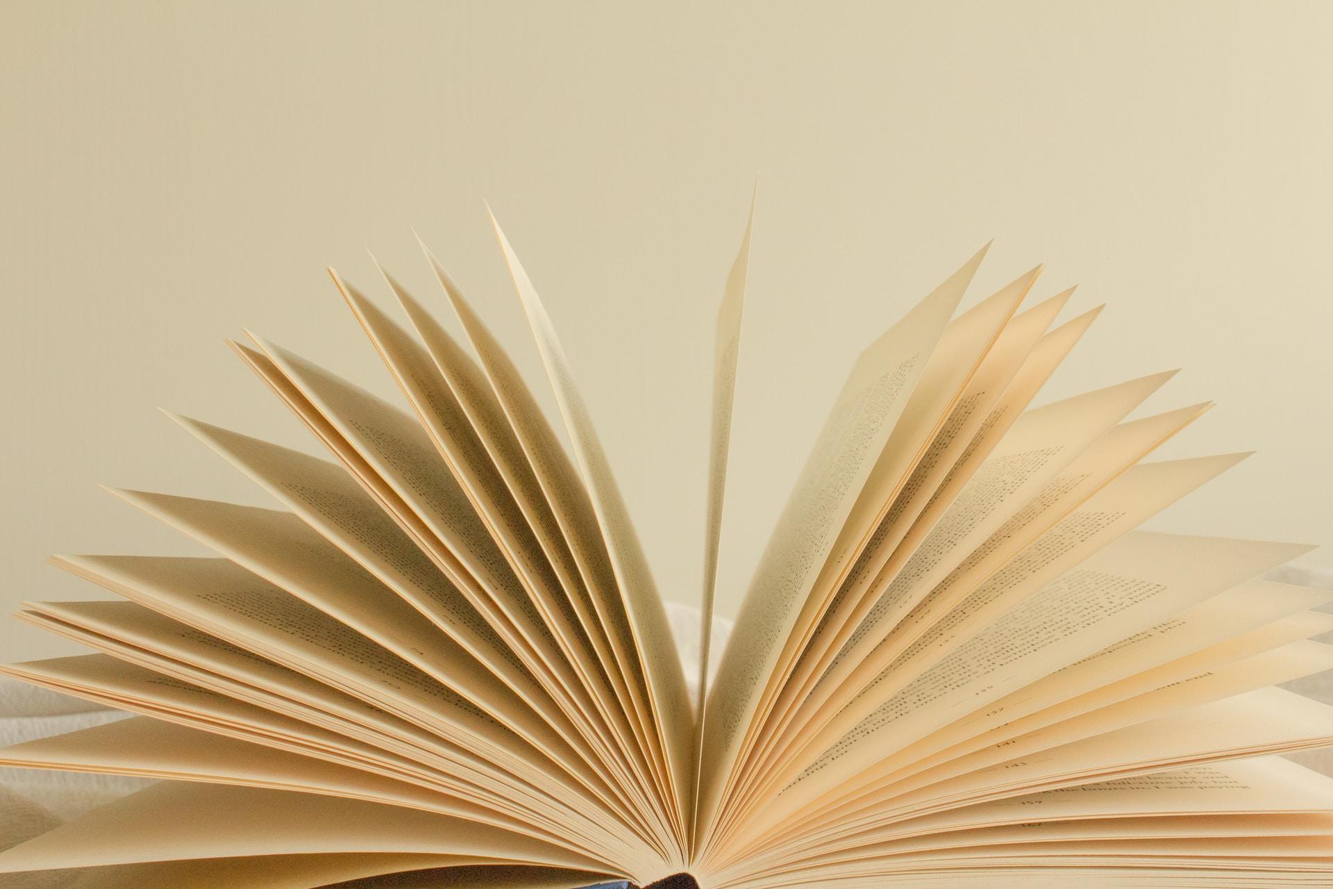 A book with the pages opening.