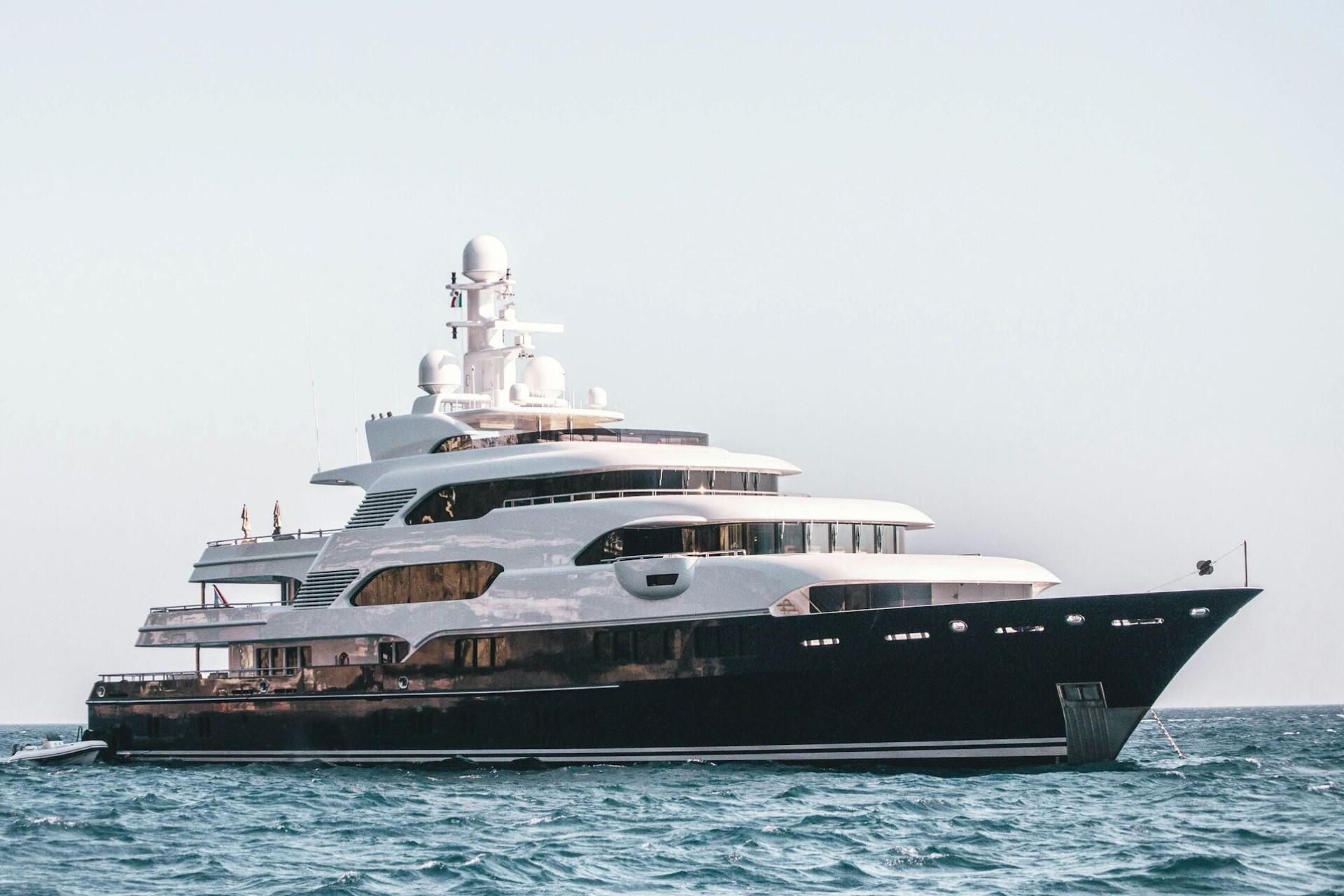 Large luxury yacht on the ocean