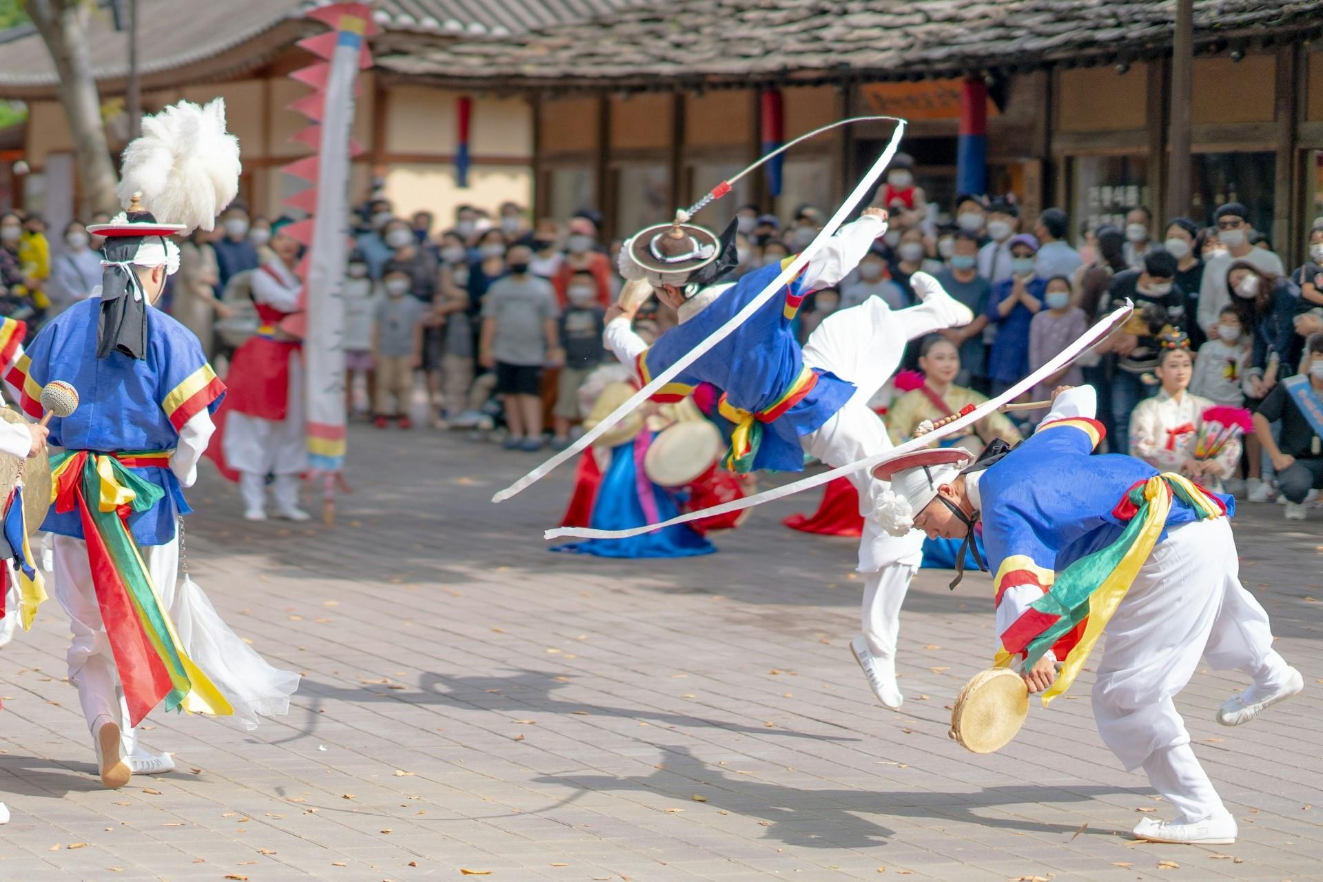 A group of traditional dancers in South Korea.