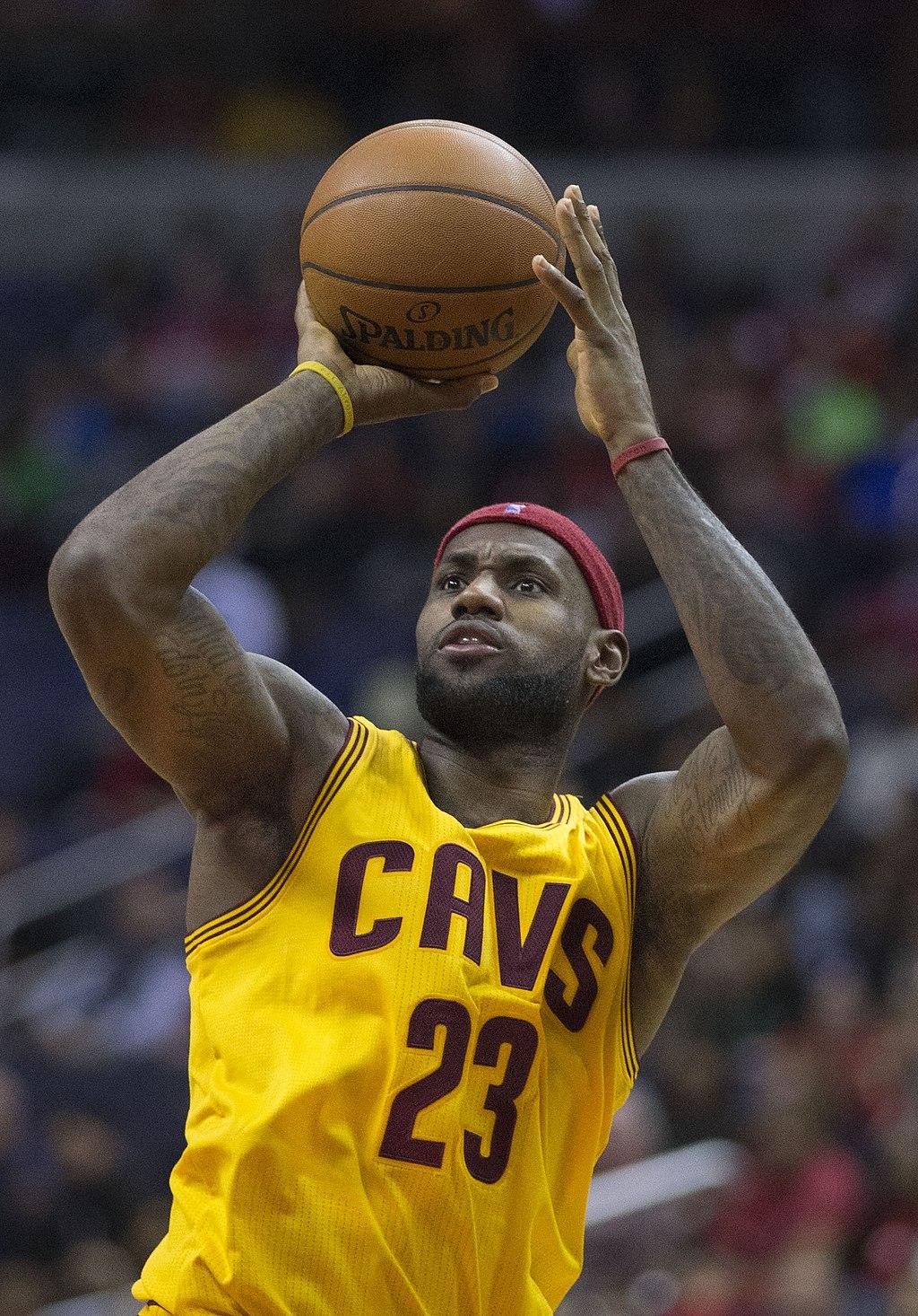 A photo of LeBron James throwing the ball