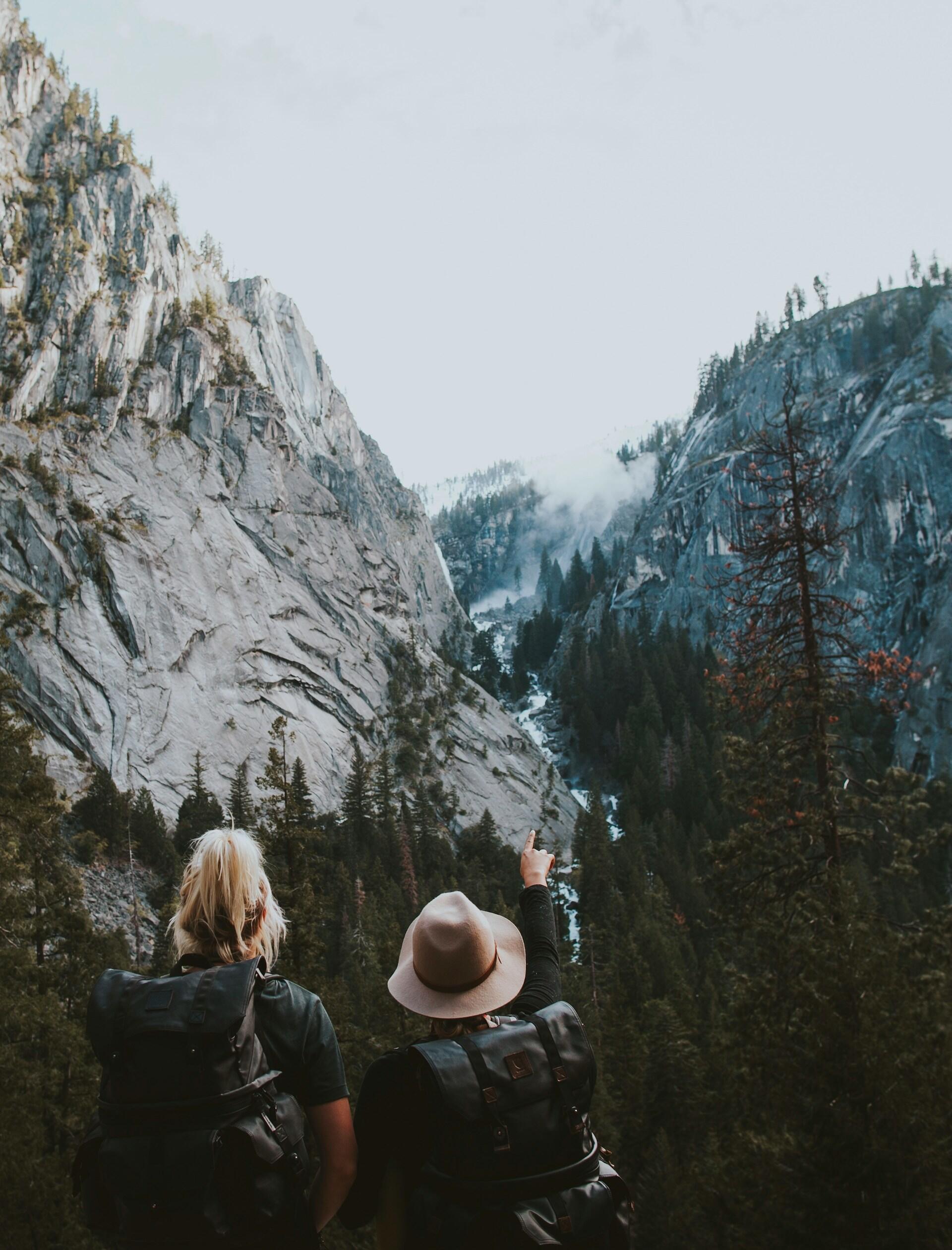 A travel guide in the mountains.