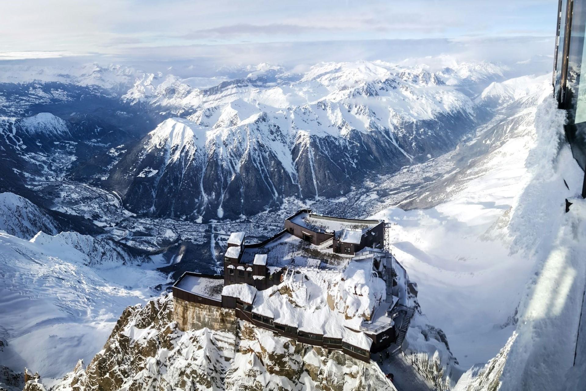 A view over Aiguille du Midi in the French Alps.