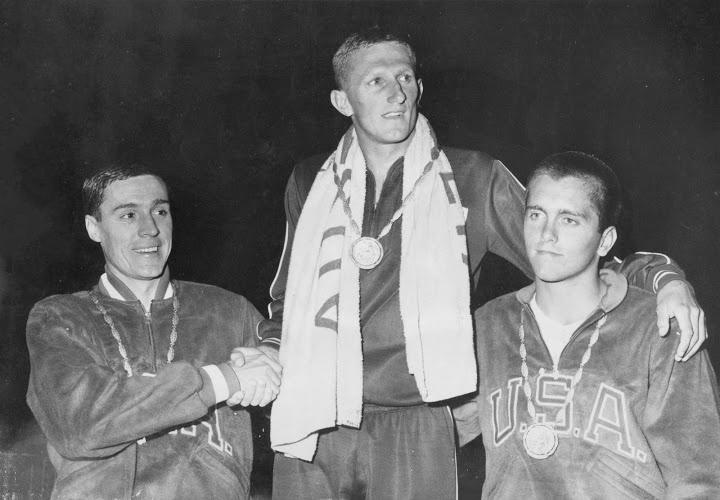 Frank McKinney, David Theile, Bob Bennett, at 1060 Rome Olympics.