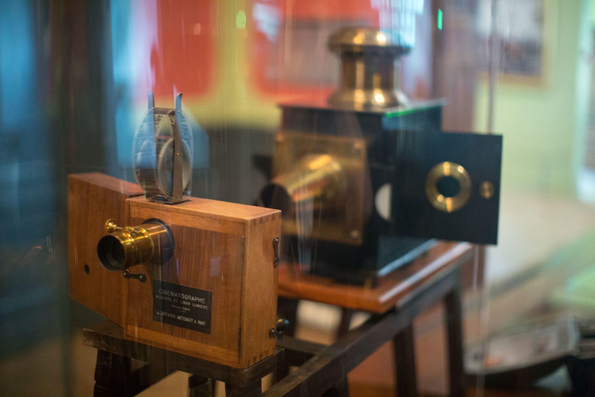 A view of the Lumière brothers' cinematograph.