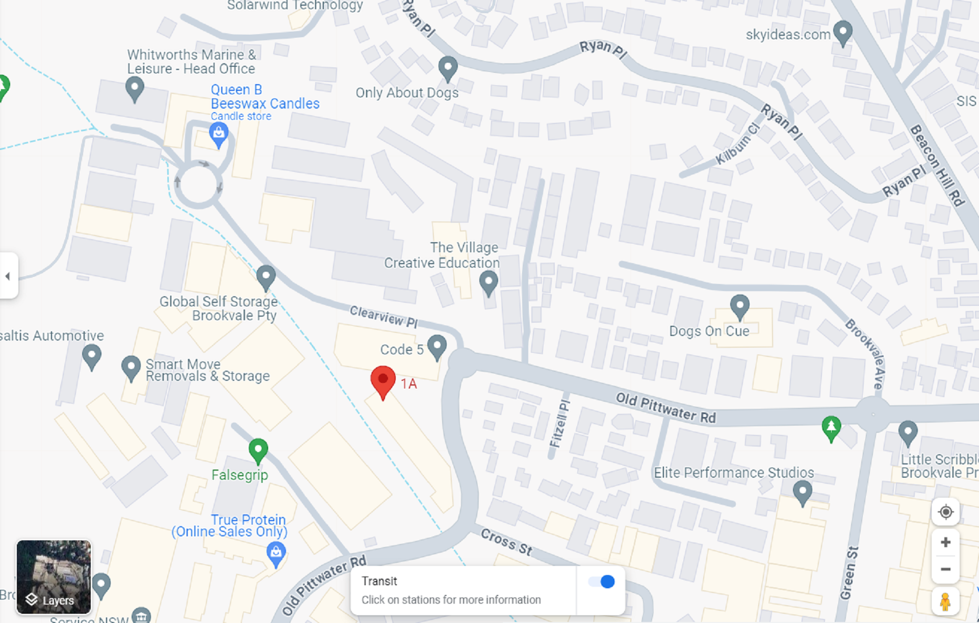 A Sydney map showing a fitness centre location.