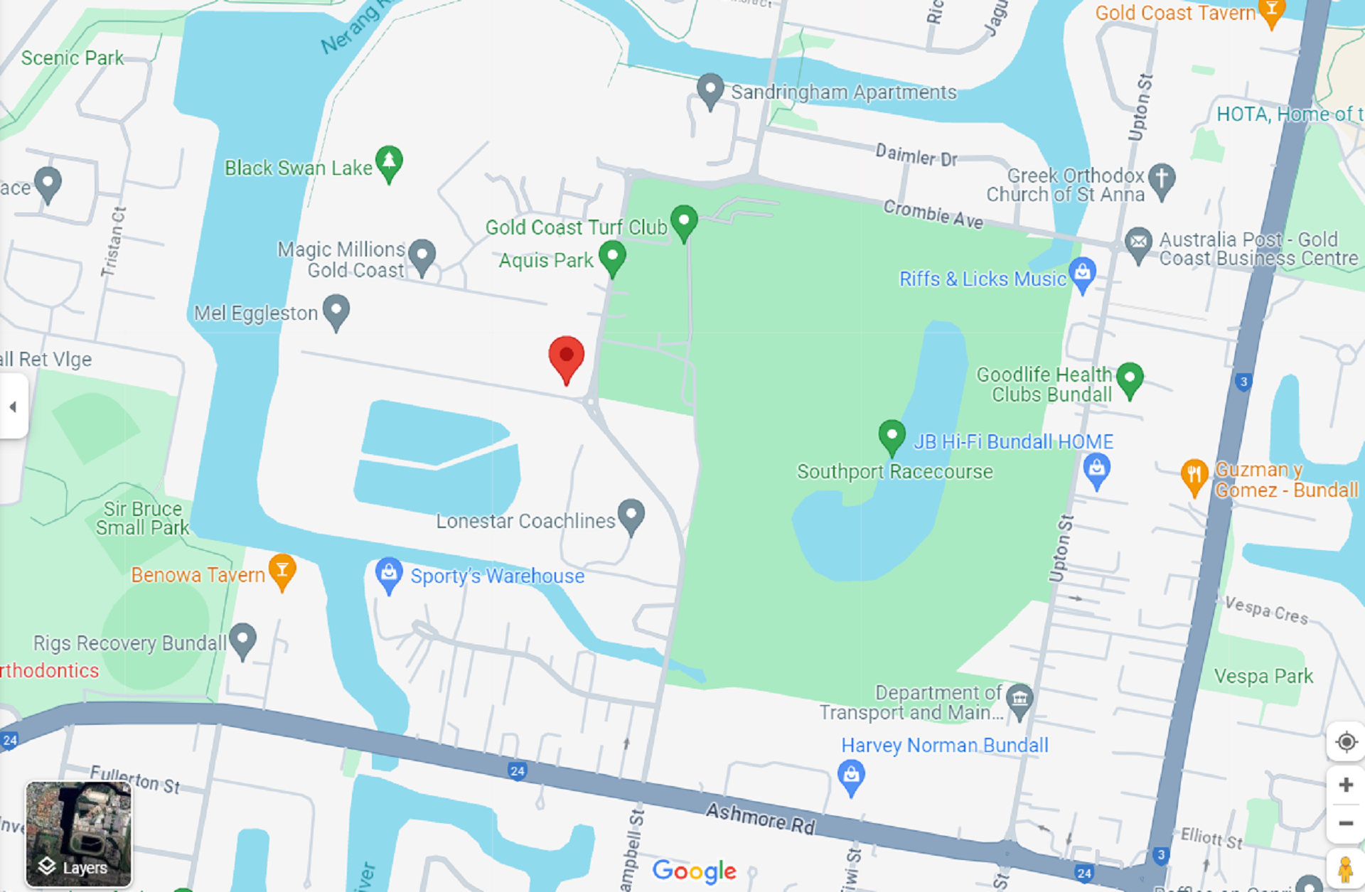 A map showing the location of a Queensland training centre.