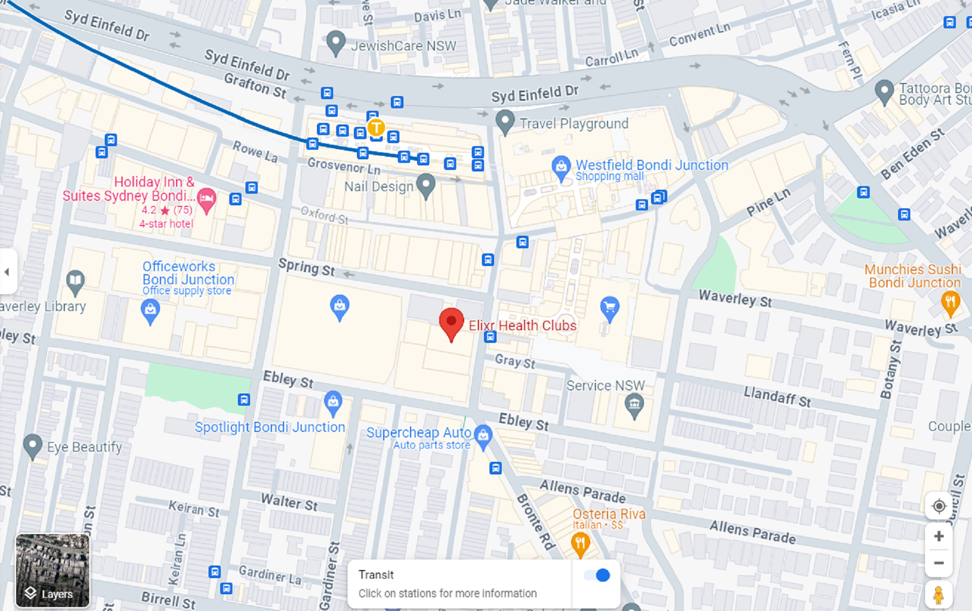 A Sydney area map with a red marker location.