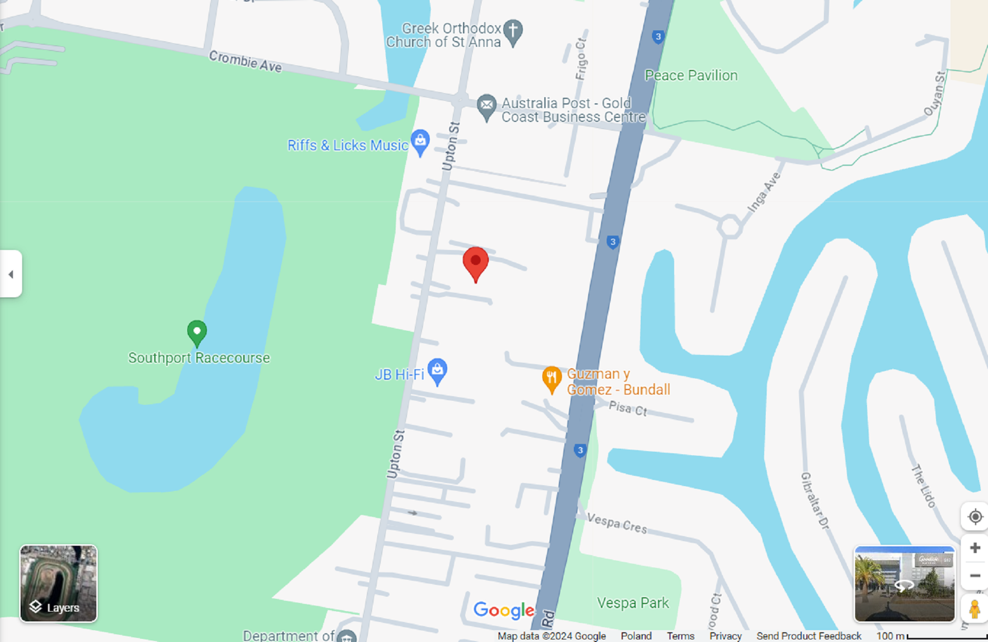 A map showing the location of a fitness club.