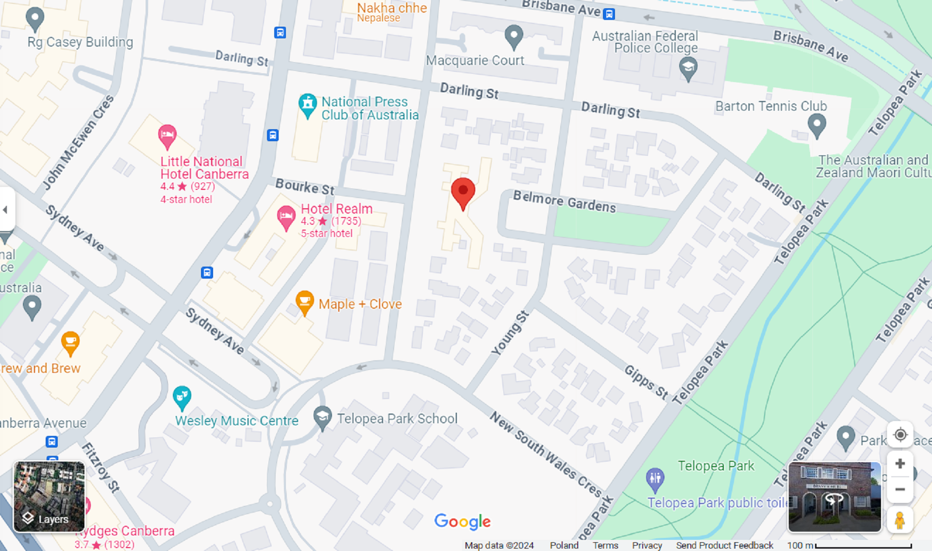 A Canberra map with a location shown.