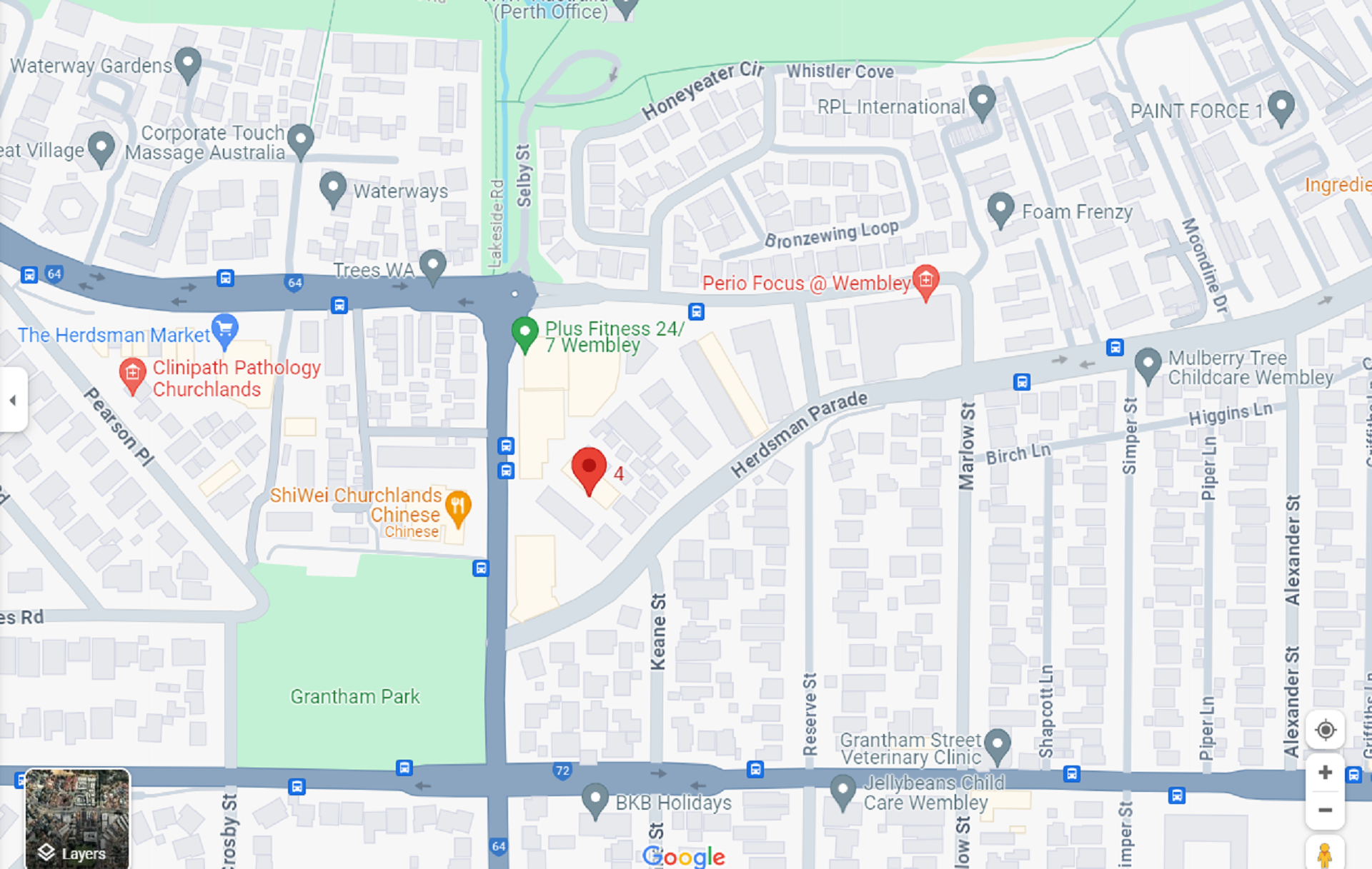 A map showing a specific location with a red marker.