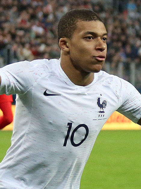Kylian Mbappe celebrating.