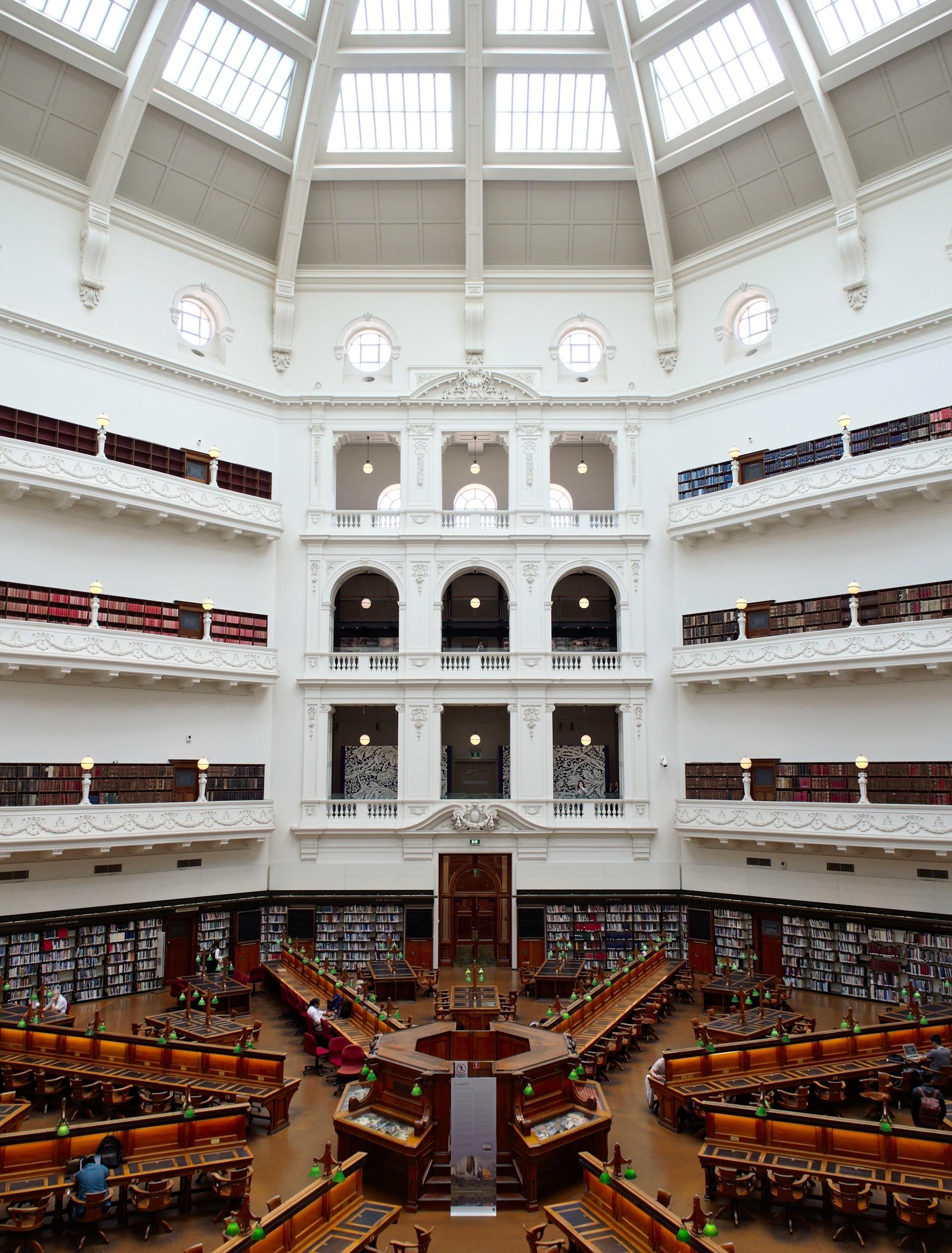 The interior of Melbourne University library.