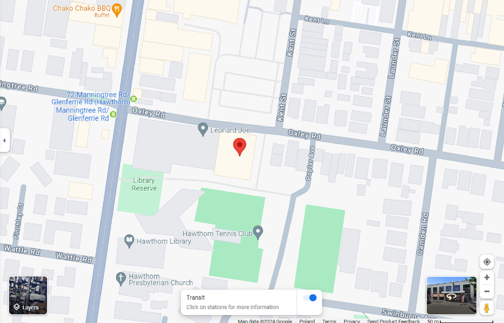 A Melbourne location shown on a map. 