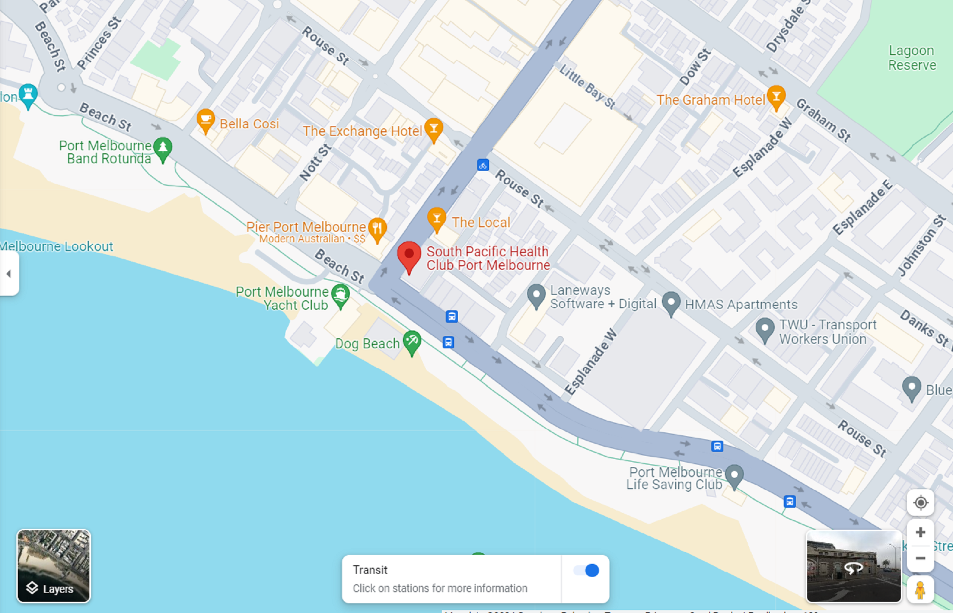 A map showing a fitness club location. 