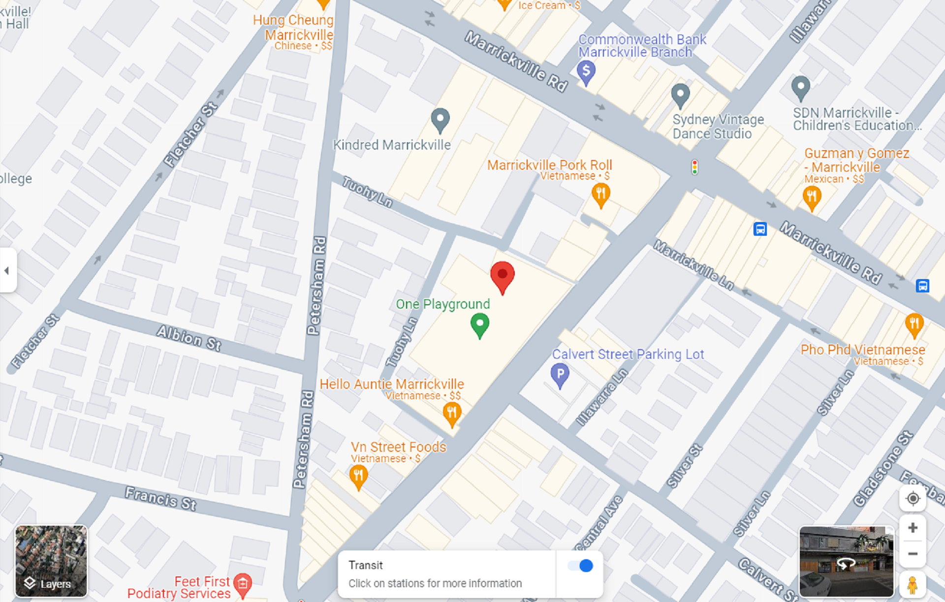 A map showing a gym's location in Sydney