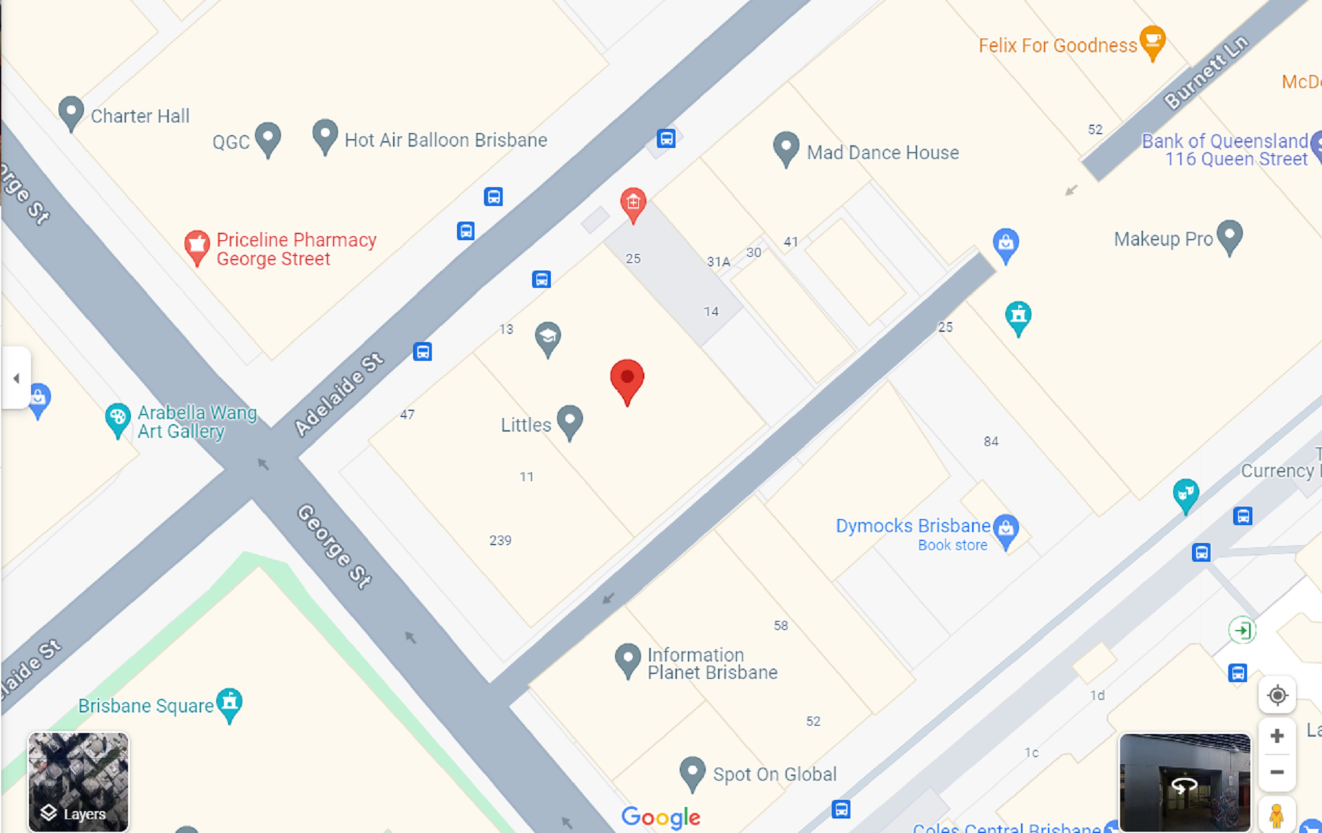 A Brisbane map showing the location of a training facility.