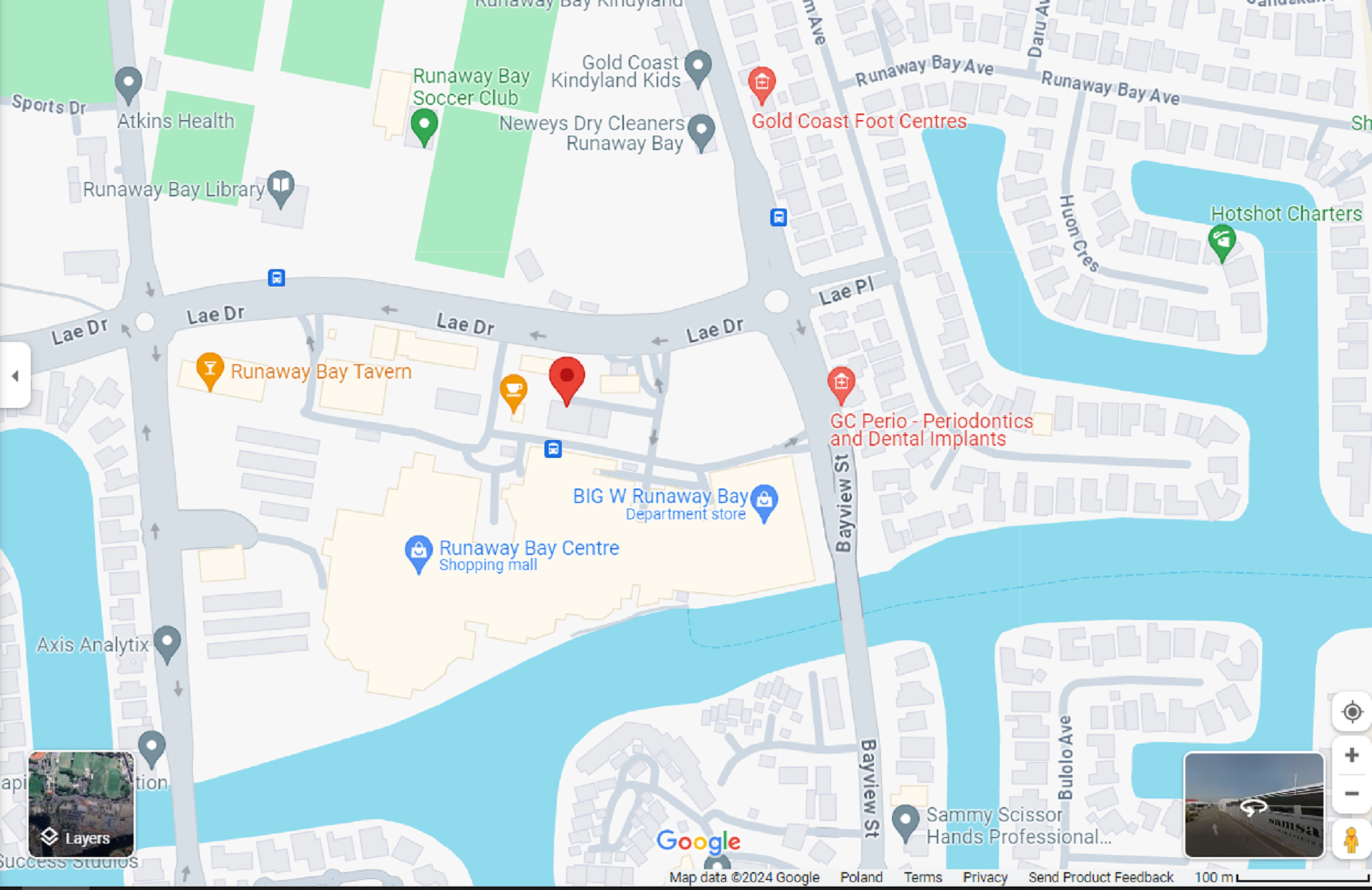 A map showing the location of Samsara Fitness with a red marker.