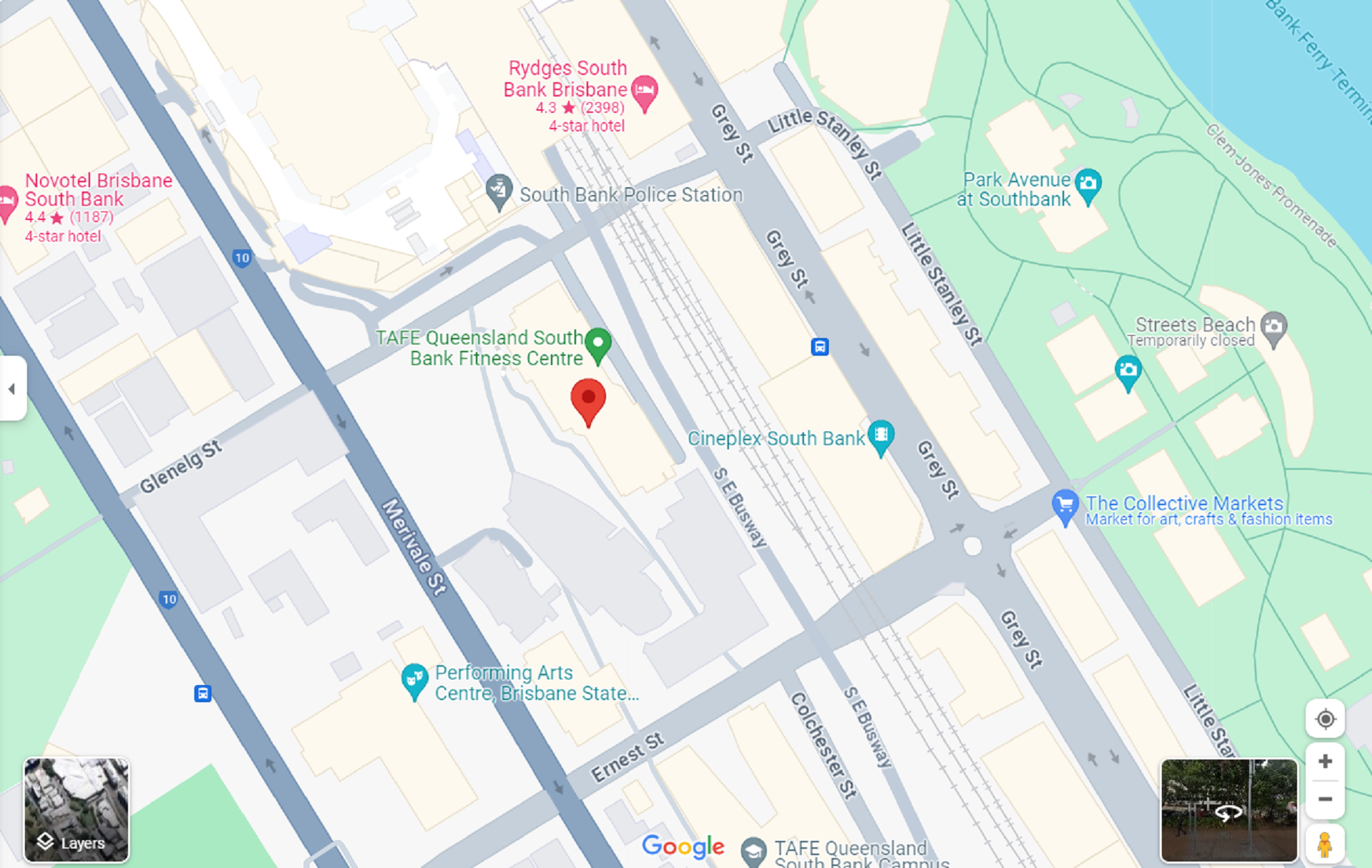 A Brisbane map showing the Queensland TAFE centre.