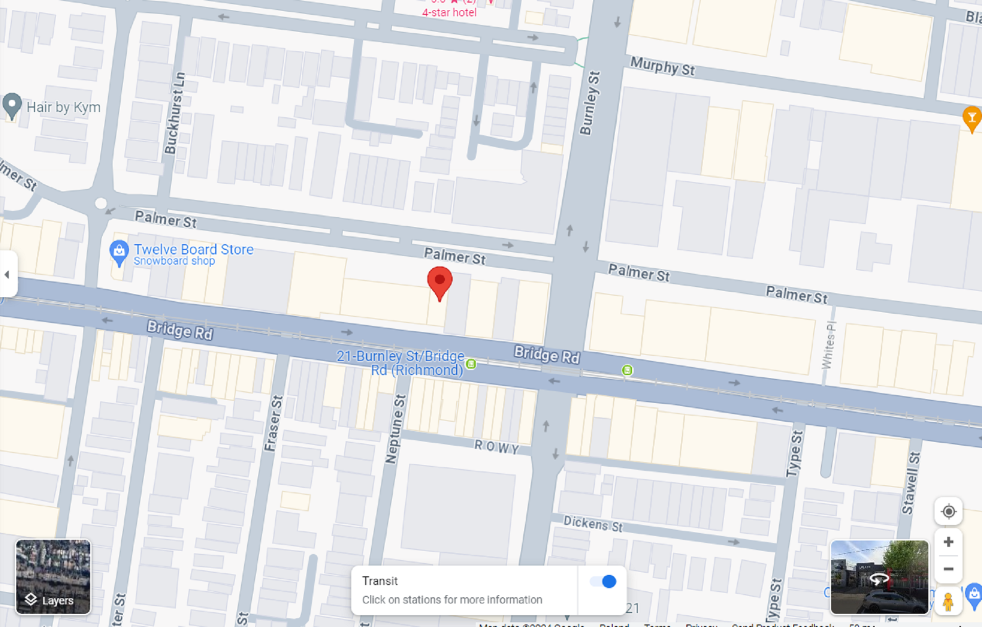 A map showing a location in Melbourne