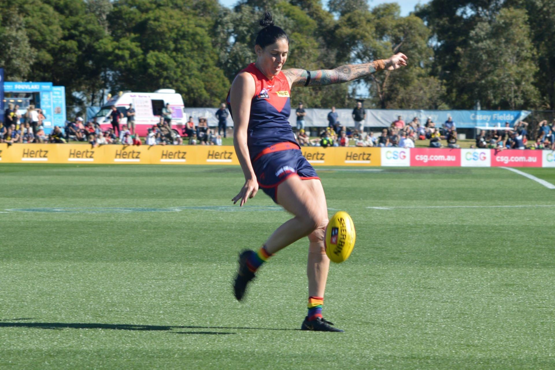 Tegan Cunningham during the round 2 2021 AFLW match between Melbourne and Richmond at Casey Fields.