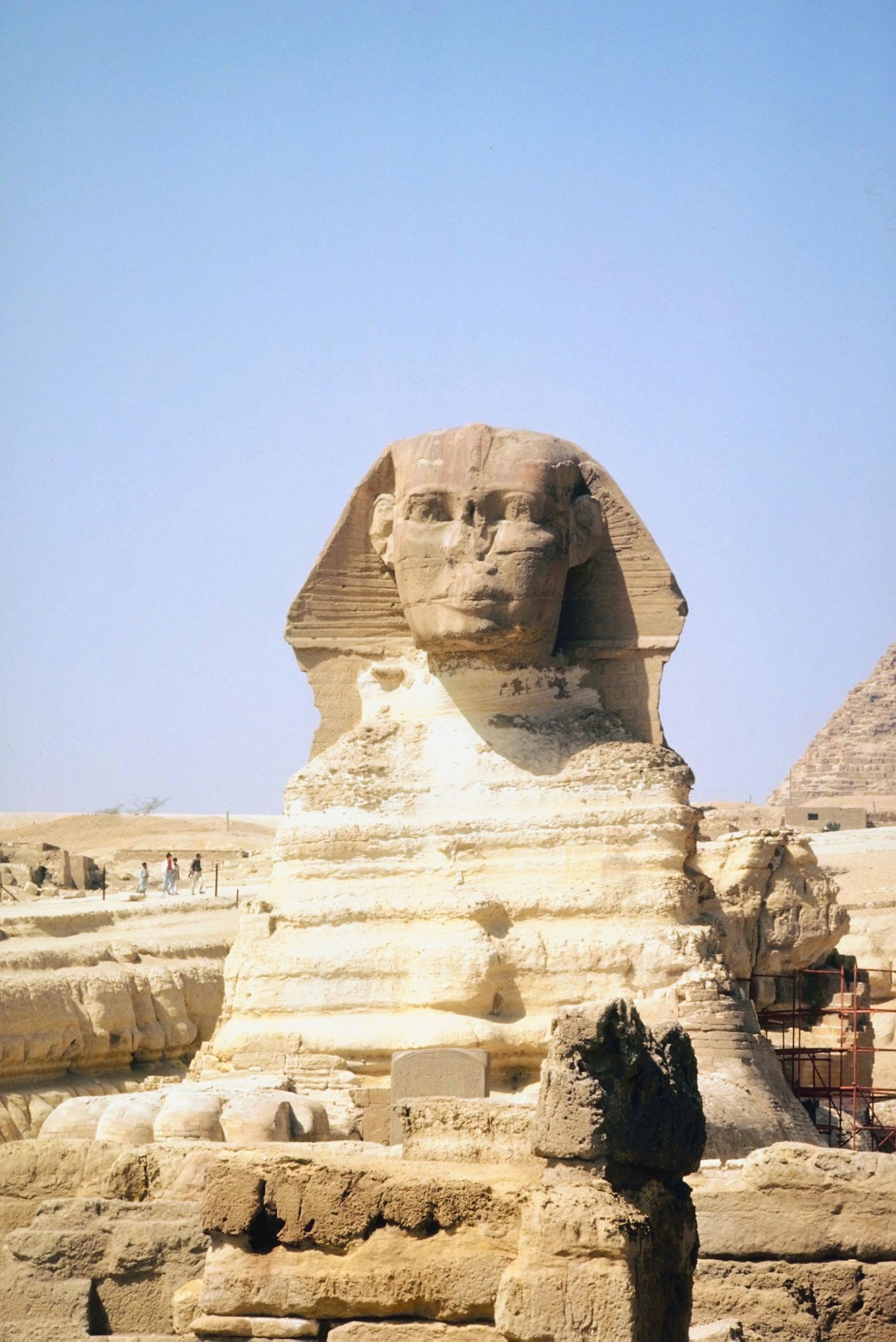 The Great Sphinx seen head on on a sunny day. 