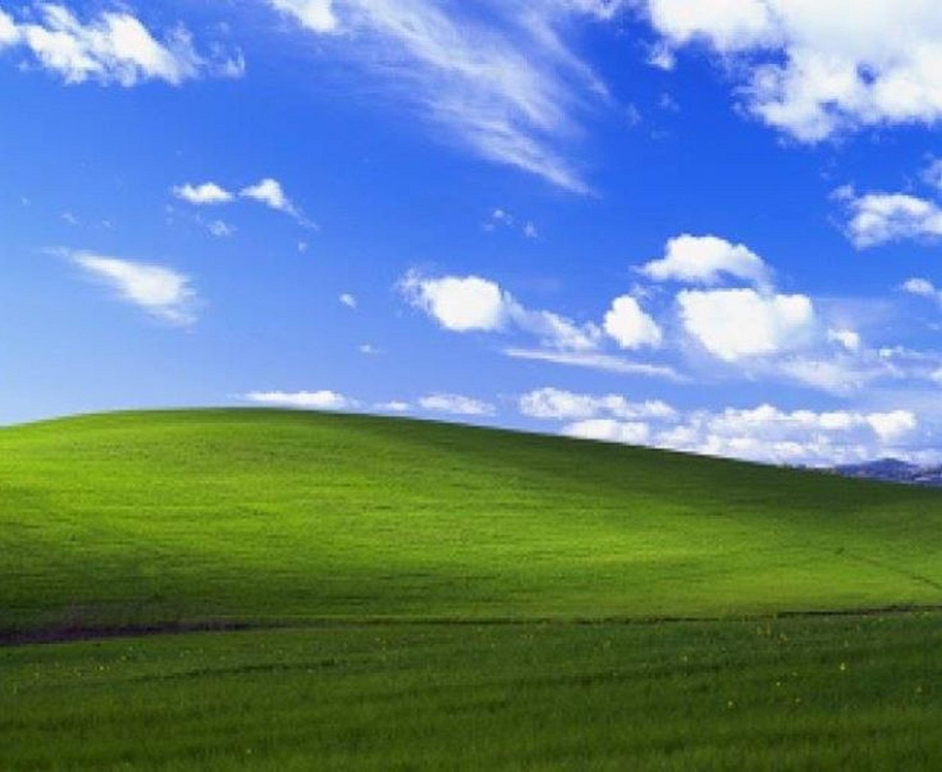 A rolling green lawn under a lightly cloudy sky.