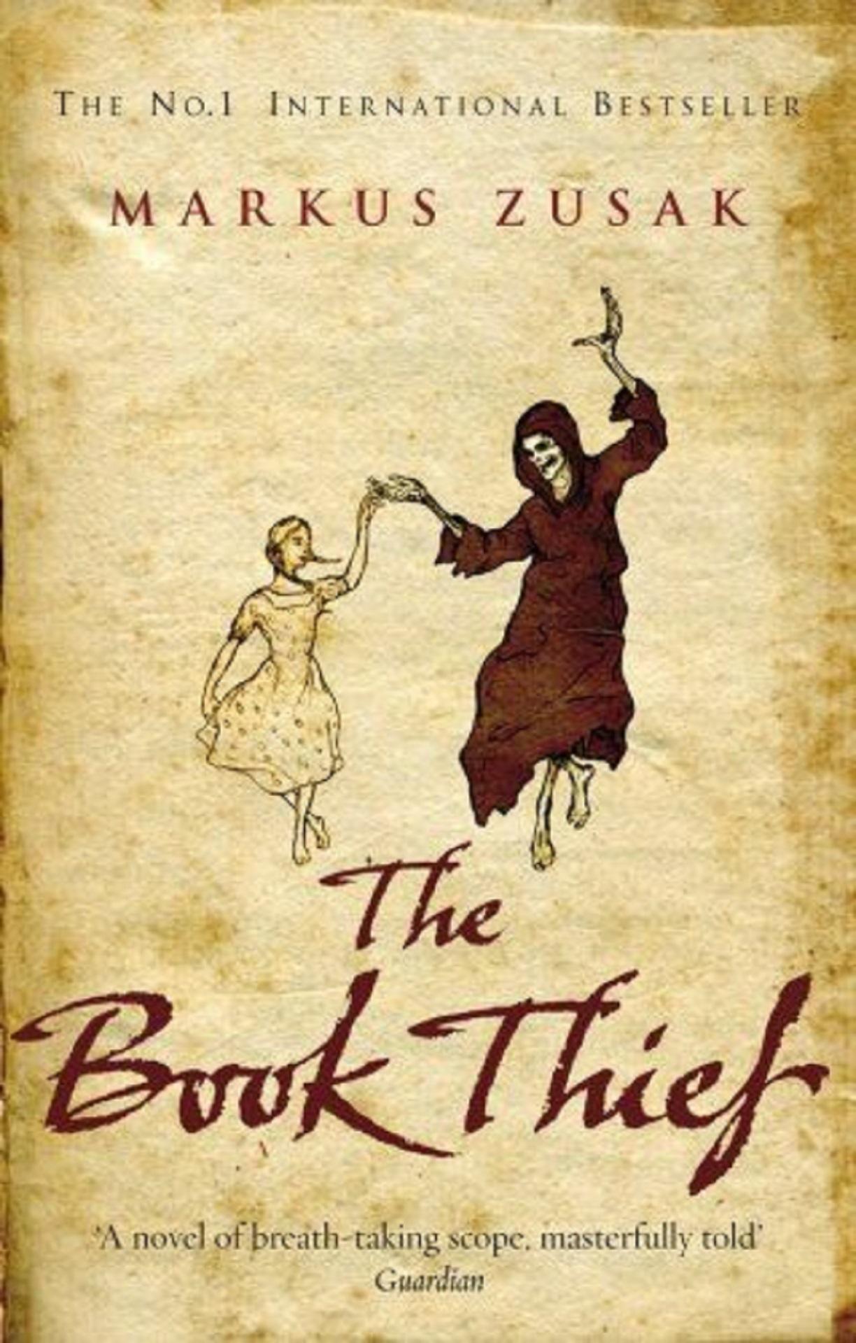 A cloaked figure dances with a small girl on a book cover.
