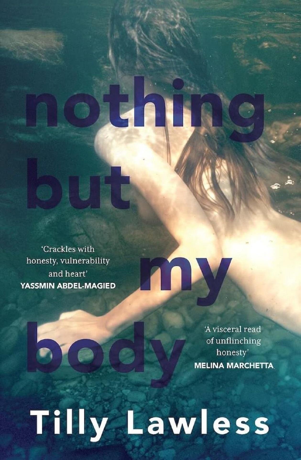 A book cover featuring a blurred image swimming and dark blue lettering.