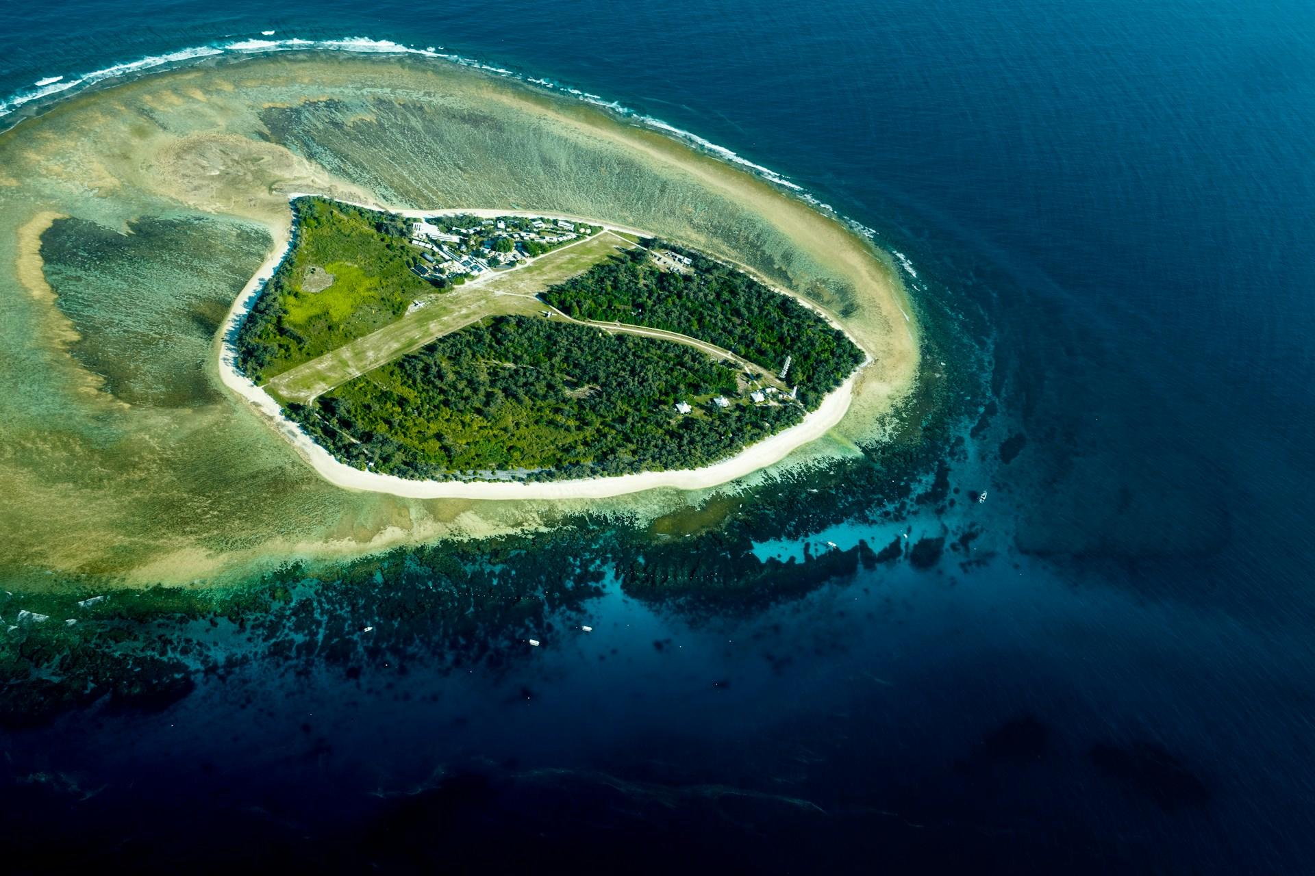 Aerial view of Lady Elliot Island in Queensland, Australia.
