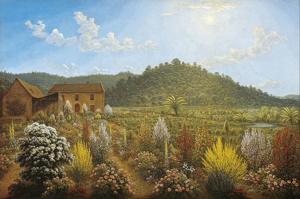 A View of the Artist’s House and Garden, Mills Plains by John Glover
