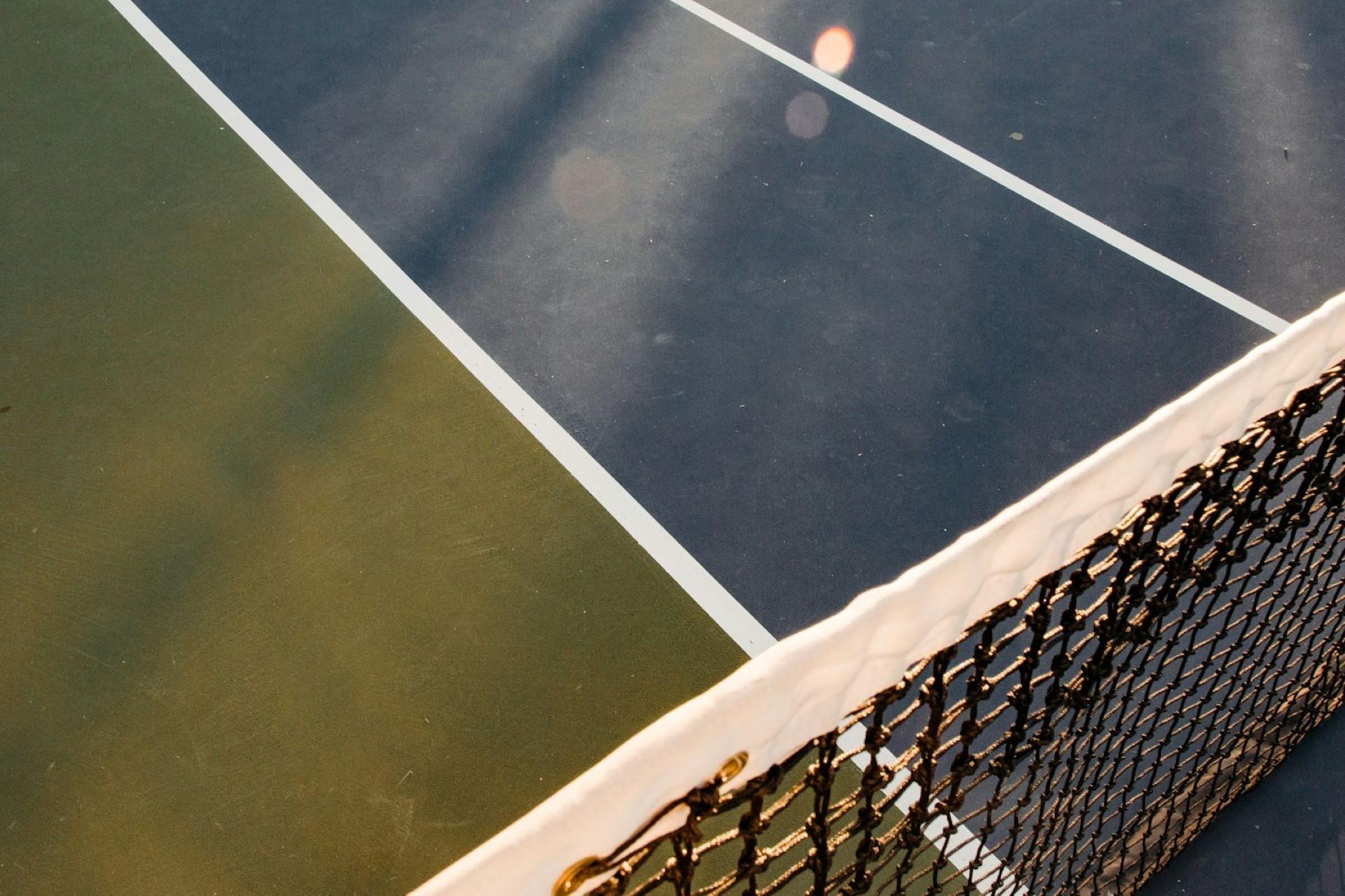 A tennis court and net.
